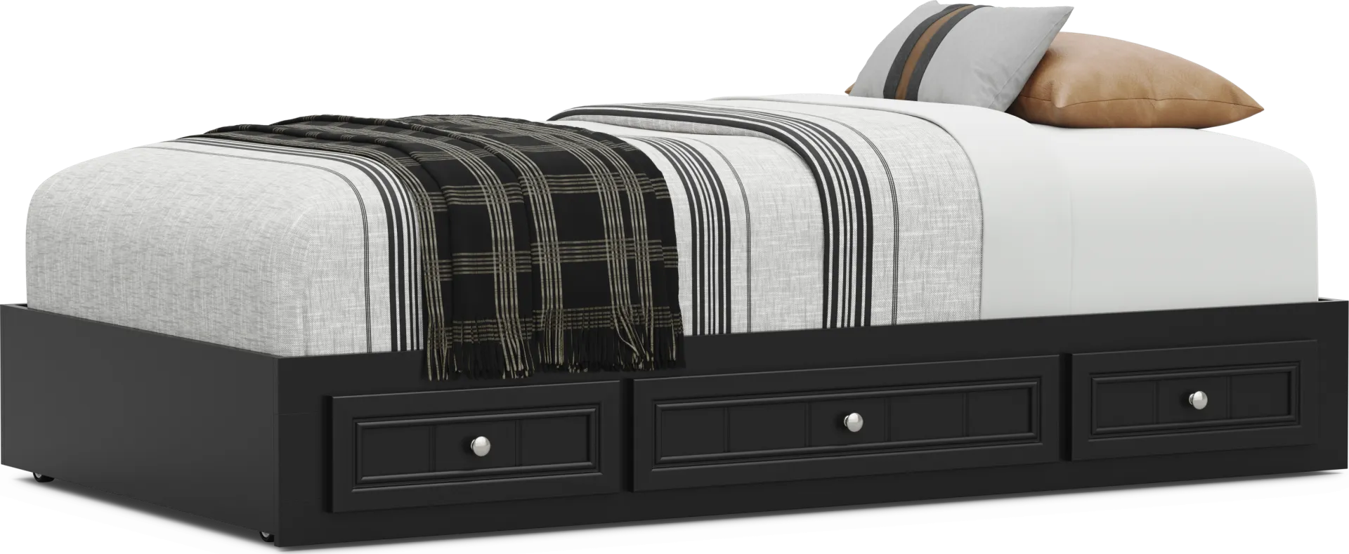 Kids Cottage Colors 2.0 Black Twin Platform Bed with 3 Storage Drawers