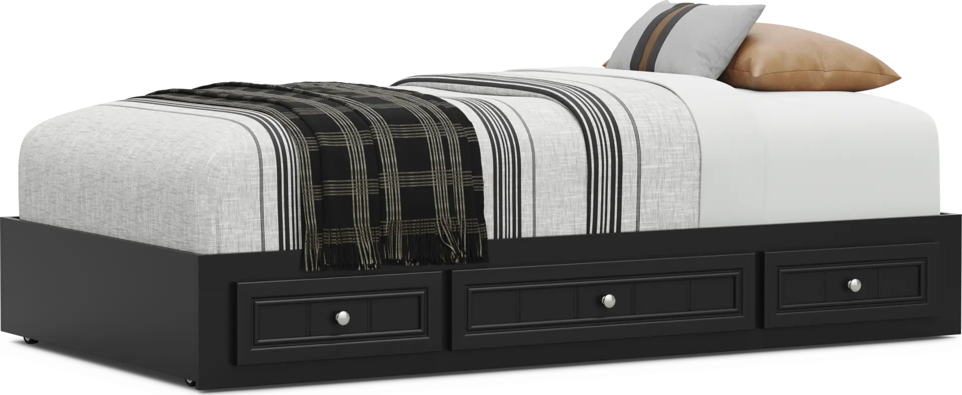Kids Cottage Colors 2.0 Black Twin Platform Bed with 3 Storage Drawers