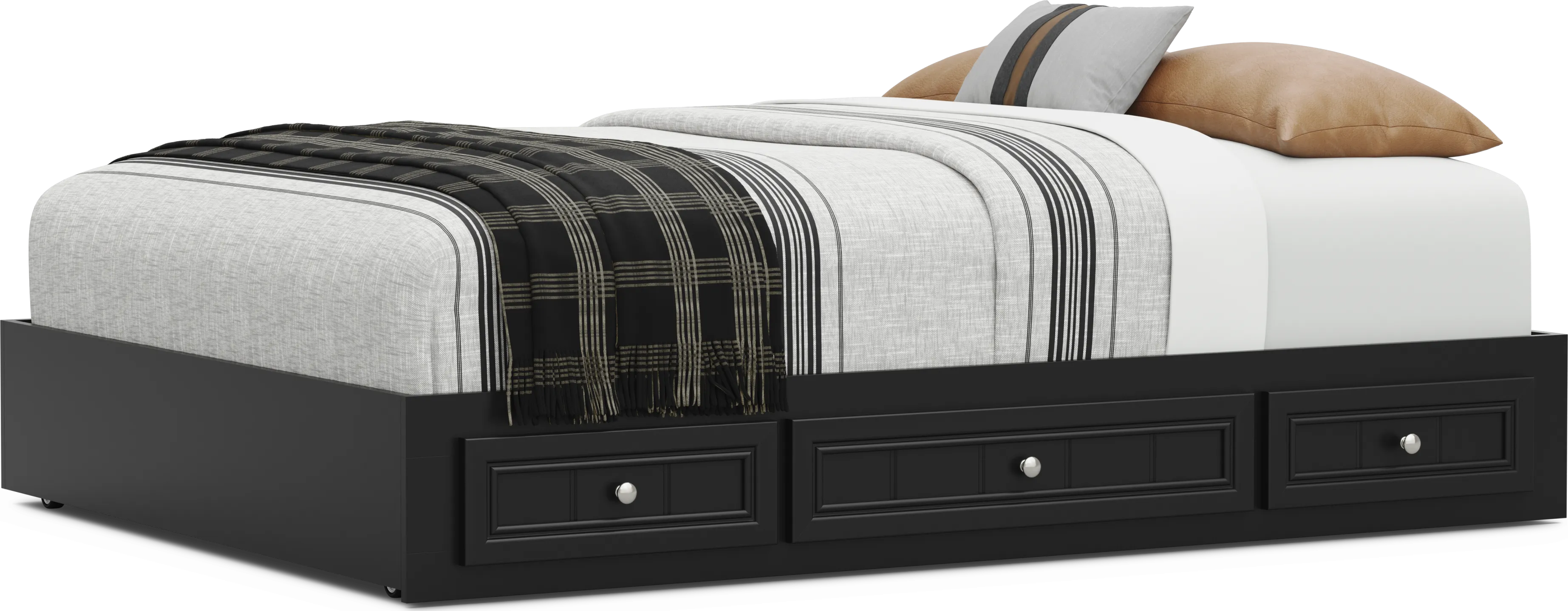 Kids Cottage Colors 2.0 Black Full Platform Bed with 3 Storage Drawers - Thumbnail - Image 1