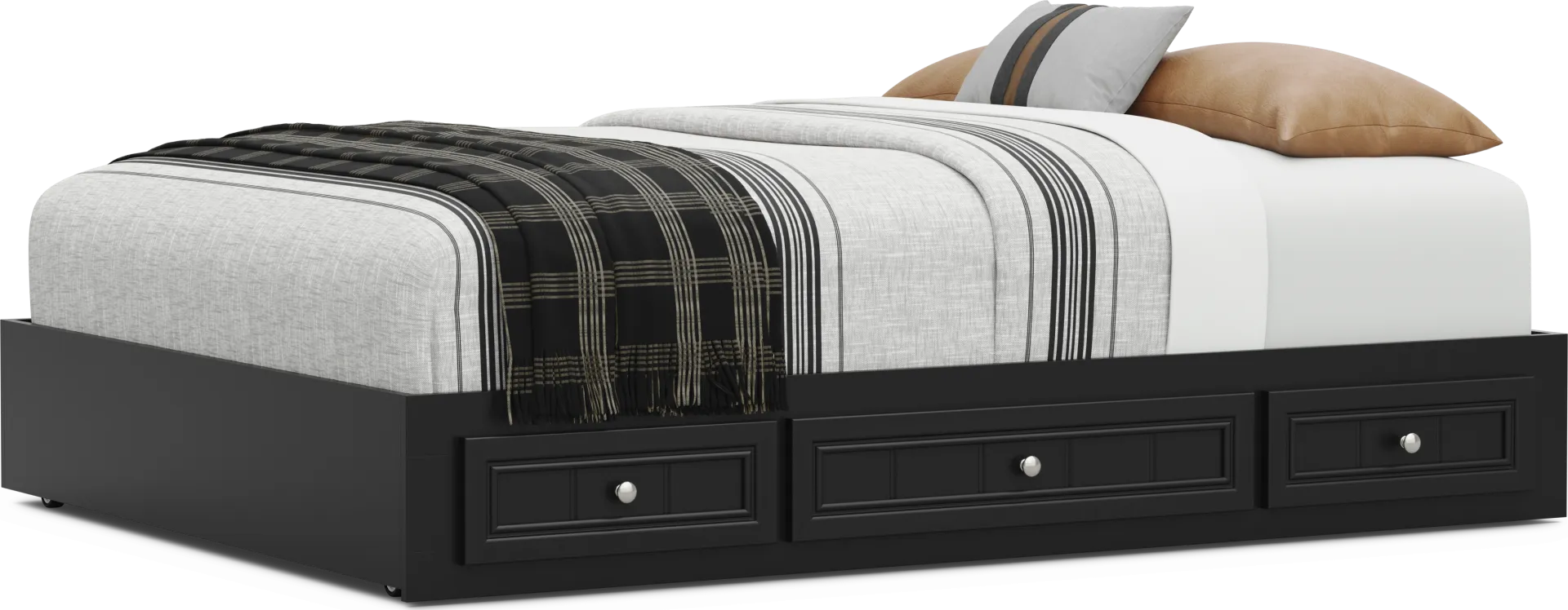 Kids Cottage Colors 2.0 Black Full Platform Bed with 3 Storage Drawers