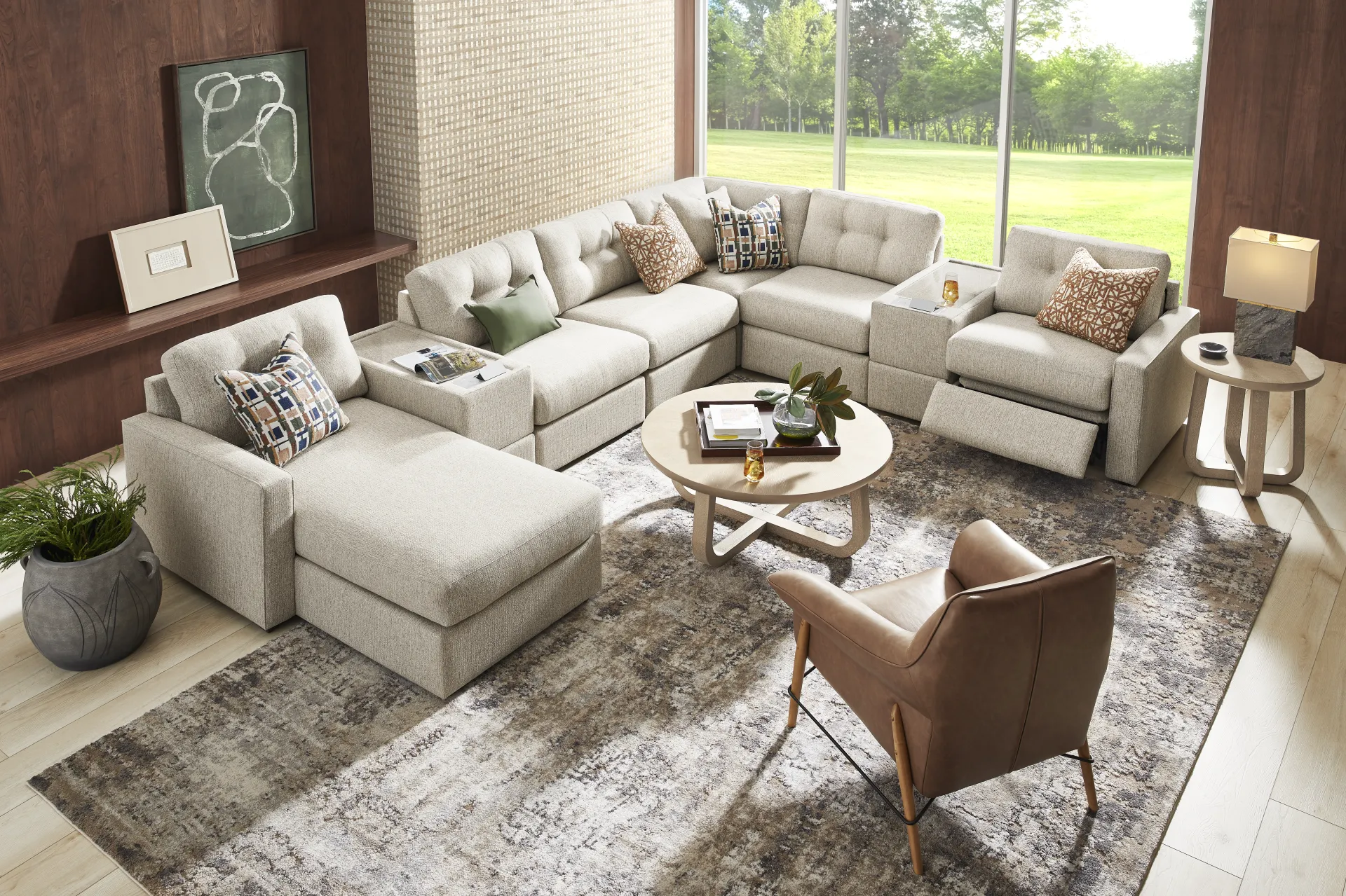Pebble 8 Pc Power Reclining ModularOne with Media Consoles - Image 2