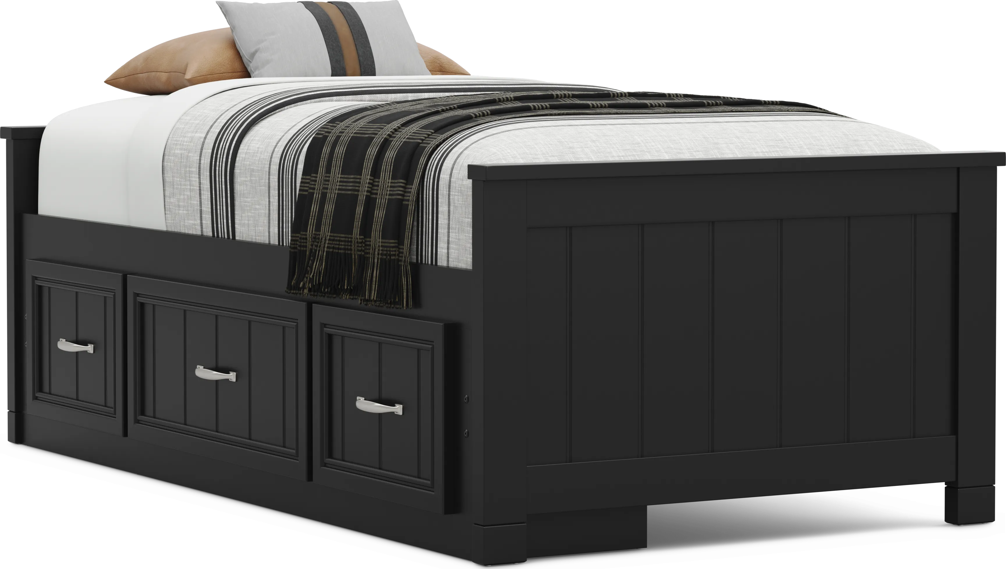 Kids Cottage Colors 2.0 Black Twin Low Profile Bed with Storage Side Rail - Thumbnail - Image 1