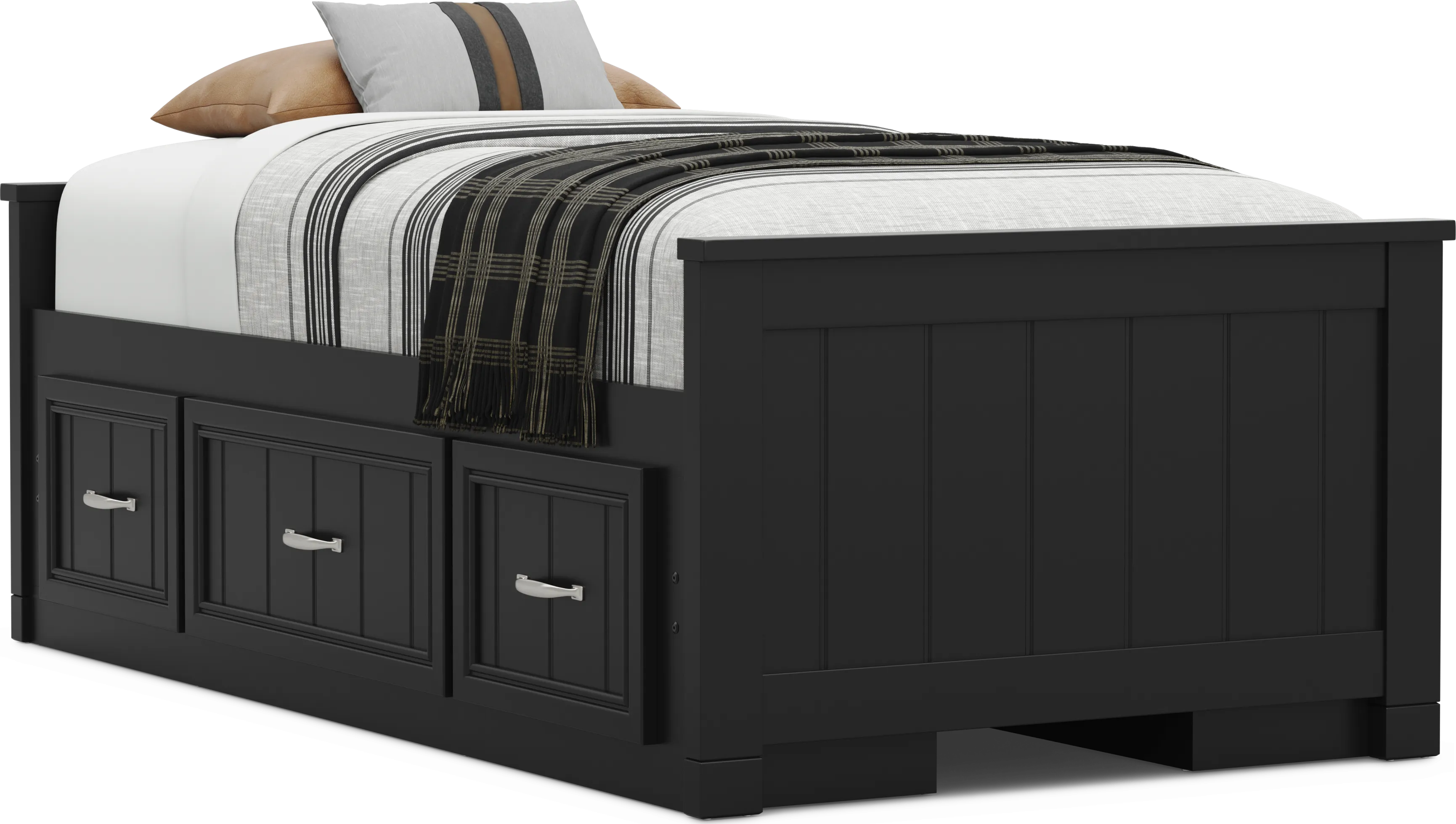 Kids Cottage Colors 2.0 Black Twin Low Profile Bed with 2 Storage Side Rails - Thumbnail - Image 1