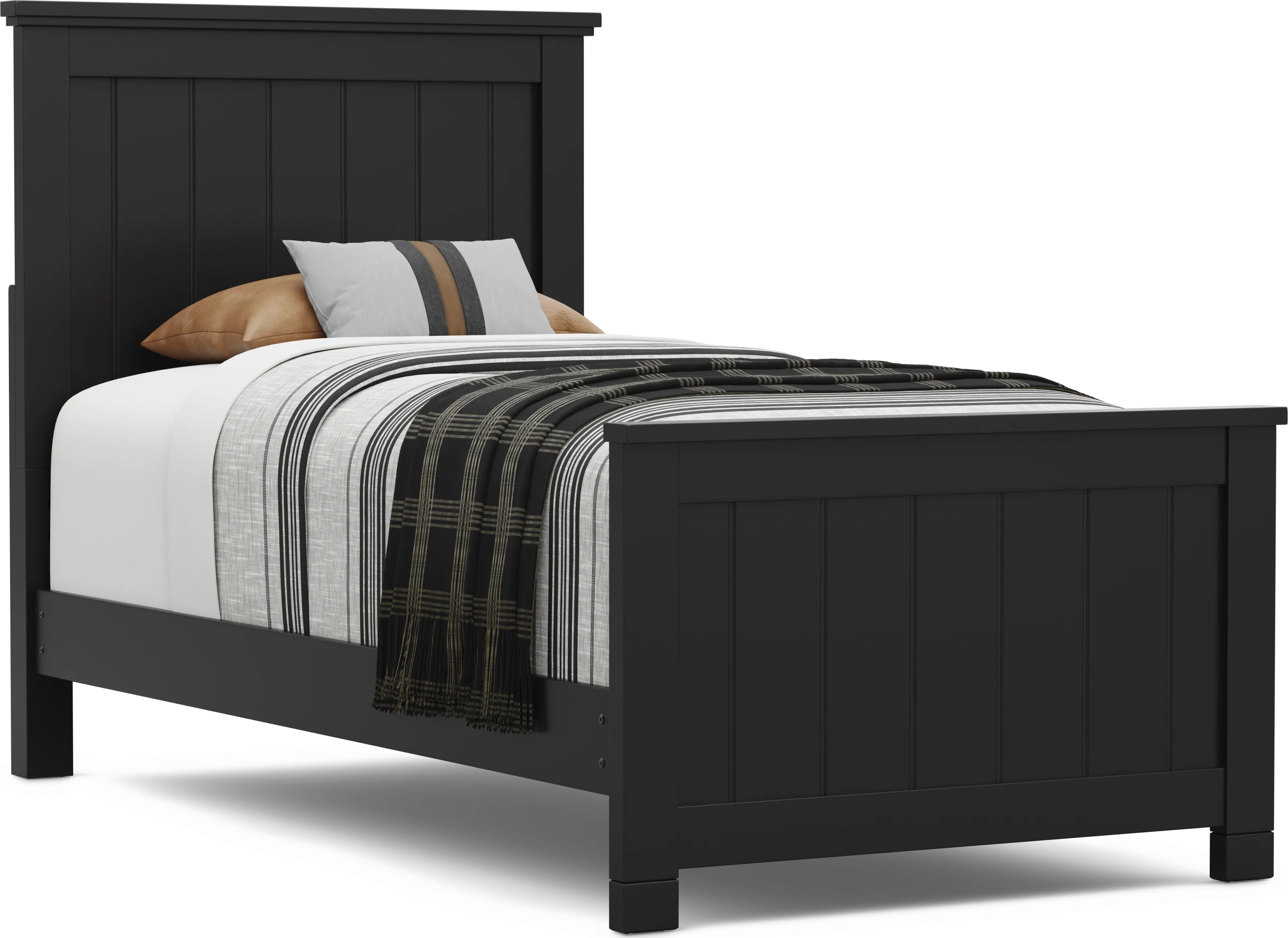 Kids Cottage Colors 2.0 Black Twin Panel Bed - Thumbnail - Image 1