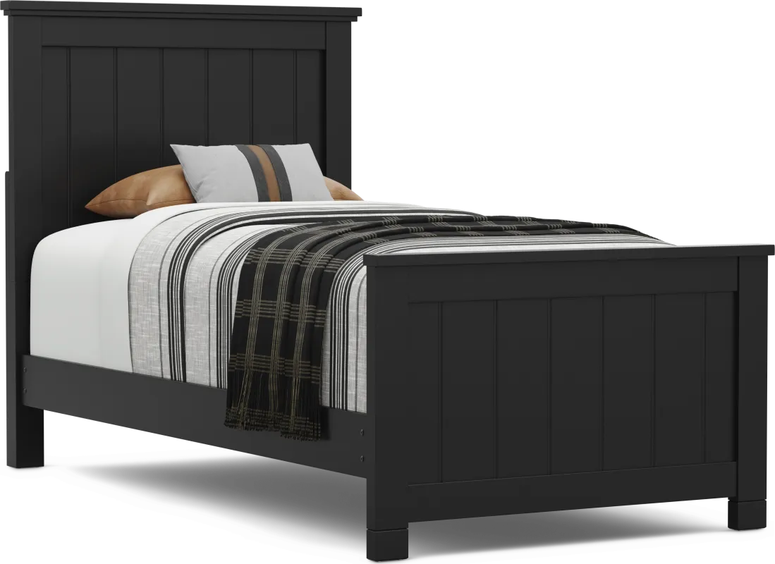 Kids Cottage Colors 2.0 Black Twin Panel Bed