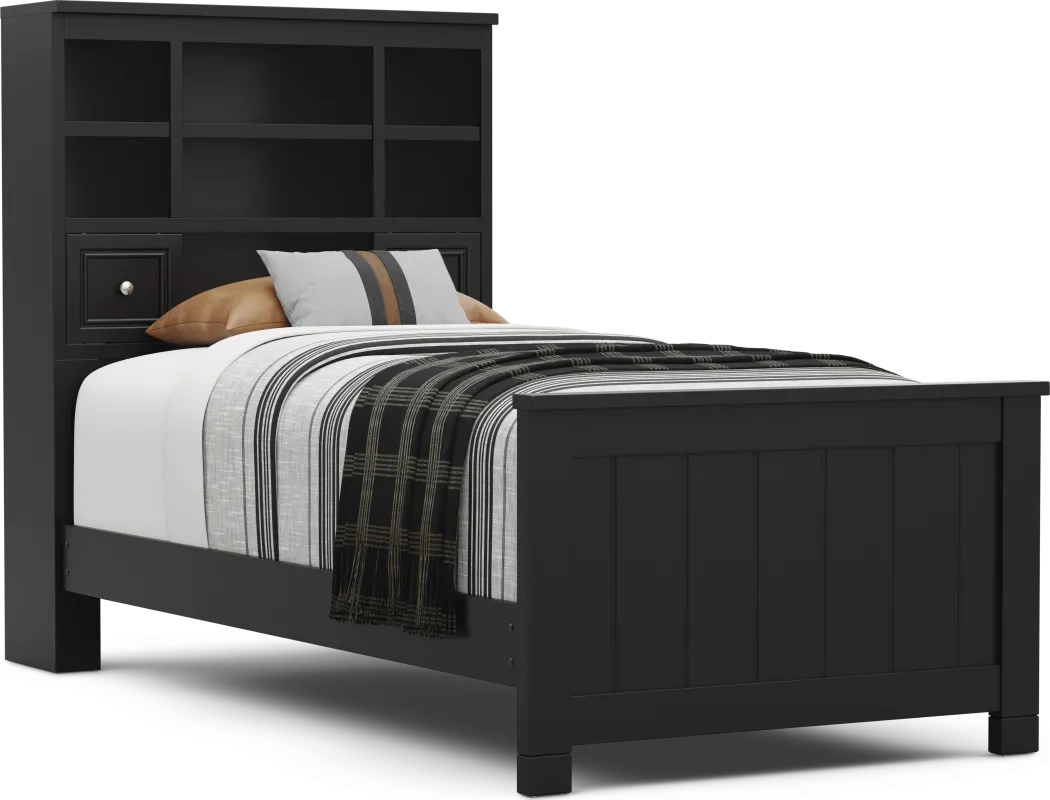 Kids Cottage Colors 2.0 Black Twin Bookcase Bed