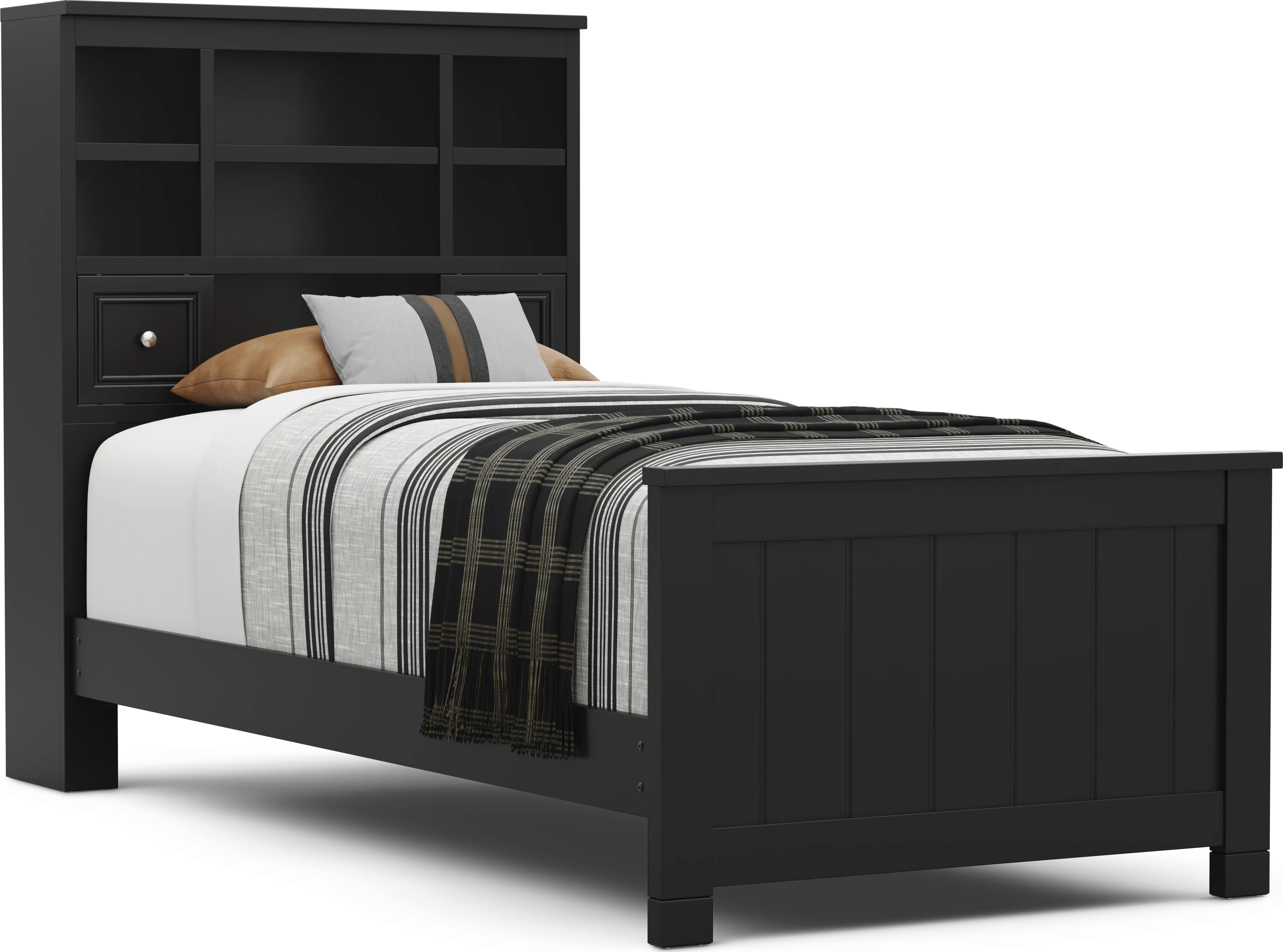 Kids Cottage Colors 2.0 Black Twin XL Bookcase Bed - Thumbnail - Image 1