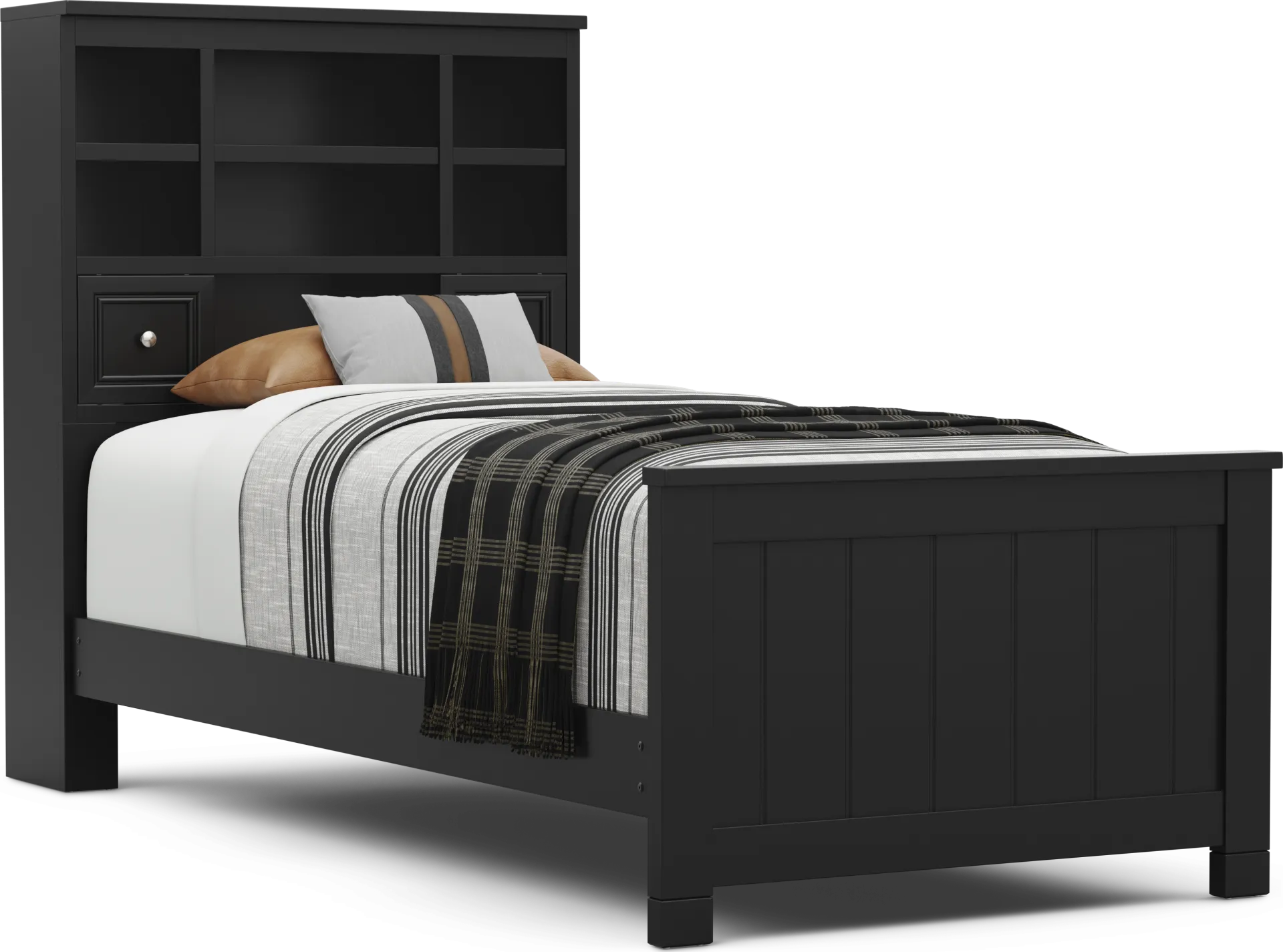 Kids Cottage Colors 2.0 Black Twin XL Bookcase Bed - Image 1