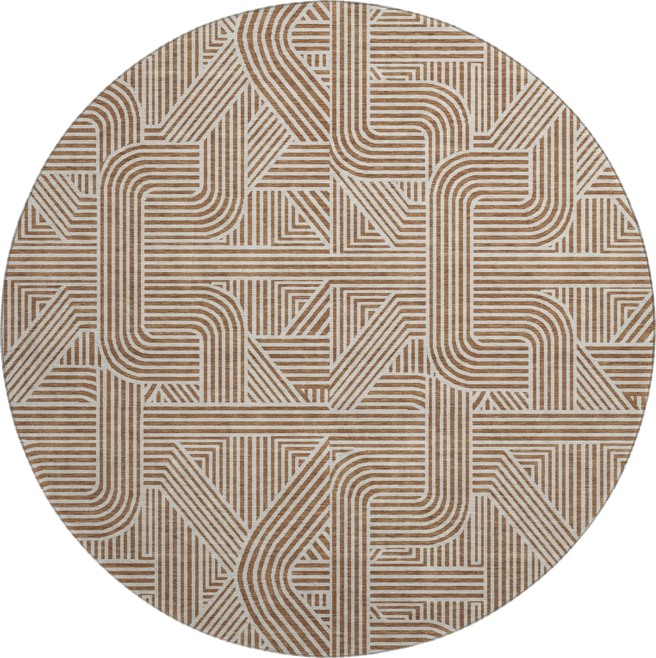 Rosette Orange 8' Round Rug - Thumbnail - Image 1