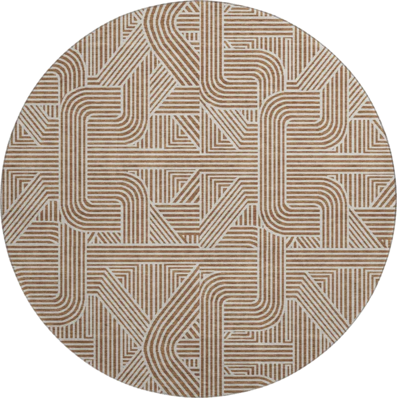 Rosette Orange 8' Round Rug