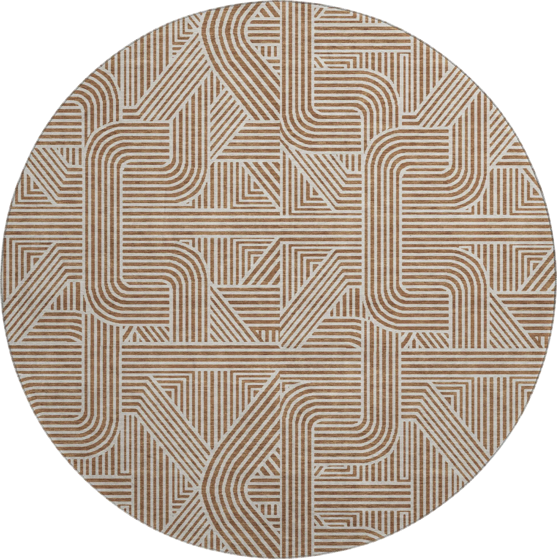 Rosette Orange 8' Round Rug - Image 1