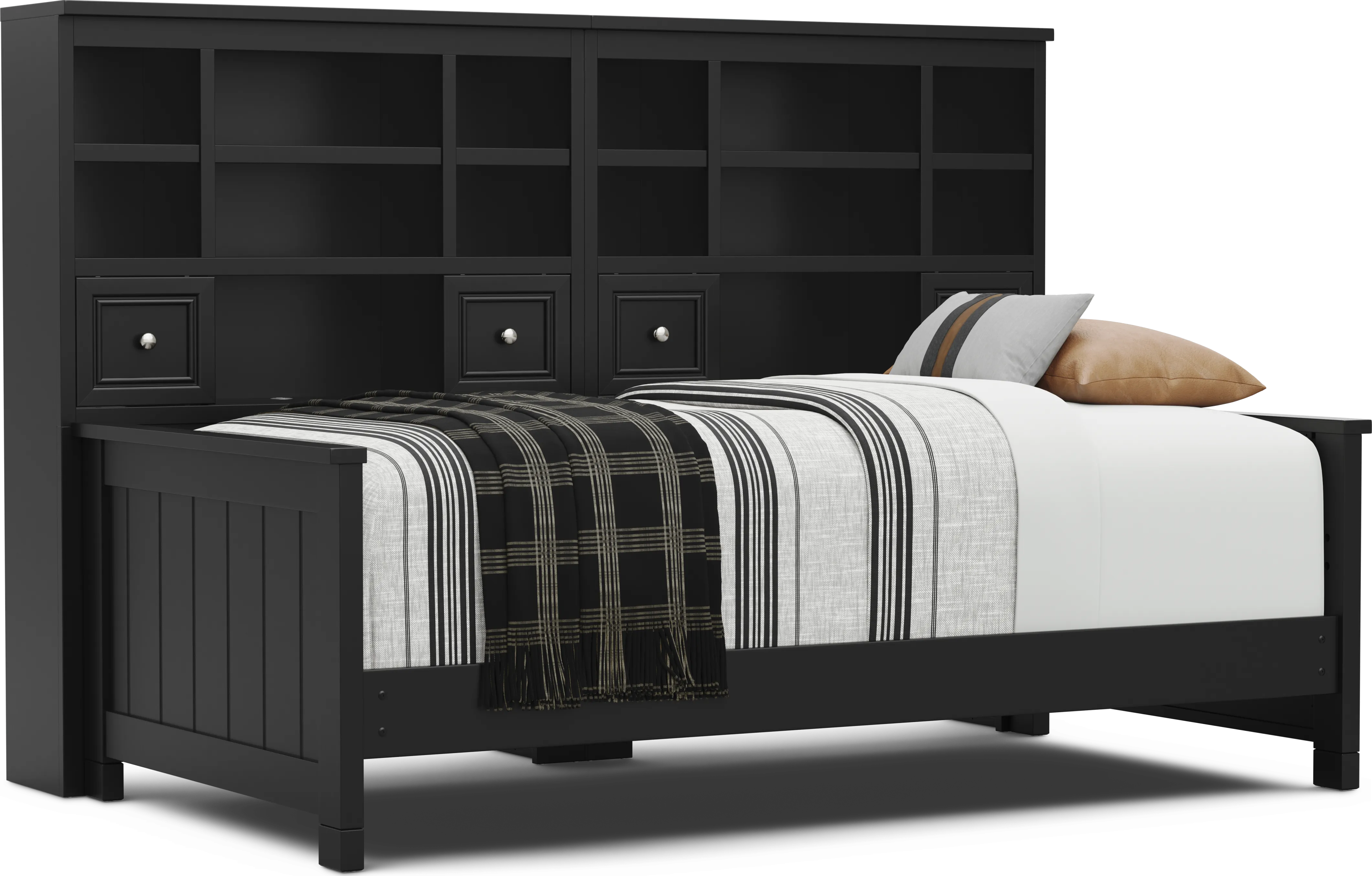 Kids Cottage Colors 2.0 Black Twin Bookcase Wall Bed - Thumbnail - Image 1