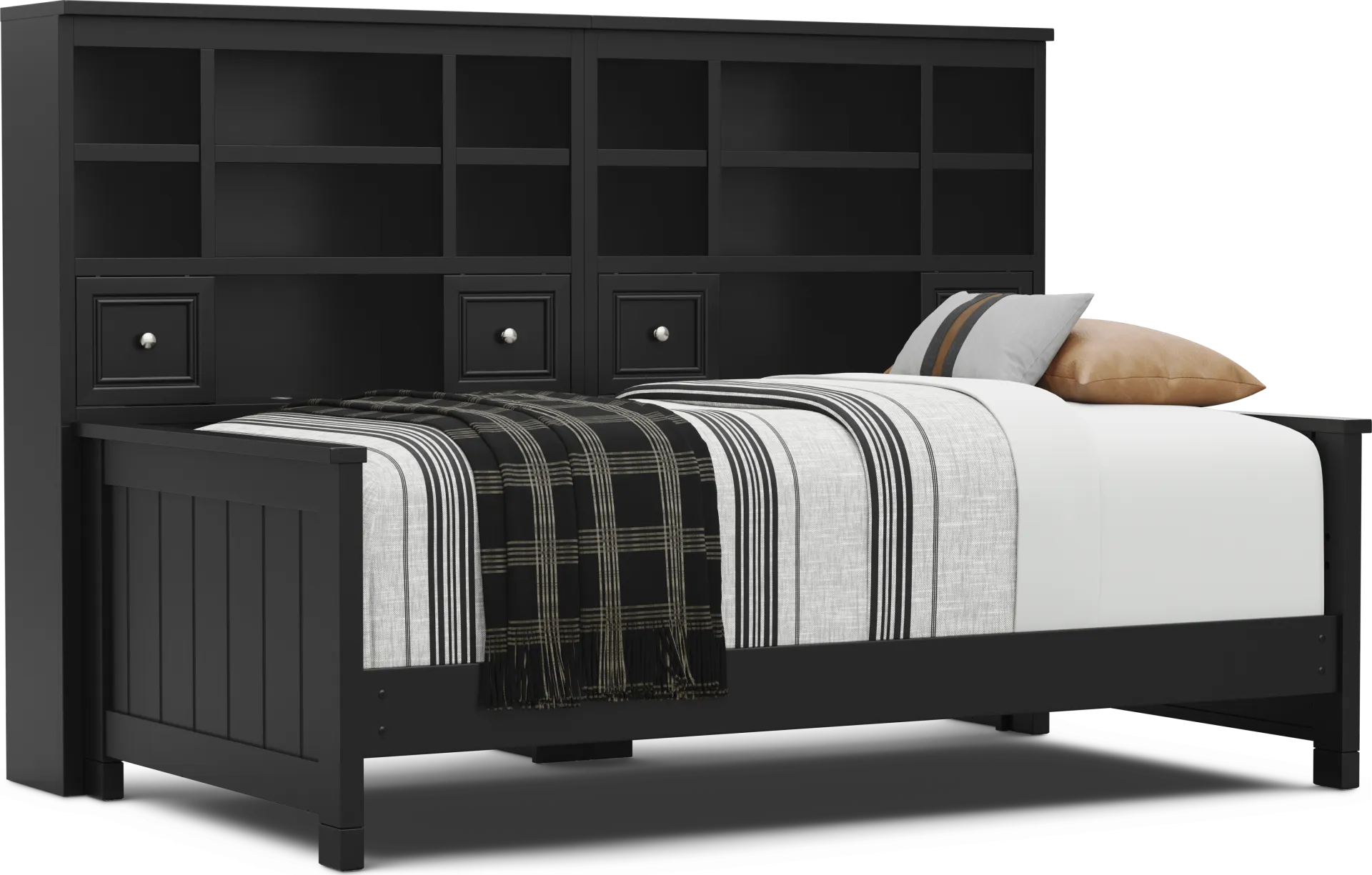 Kids Cottage Colors 2.0 Black Twin Bookcase Wall Bed - Image 1