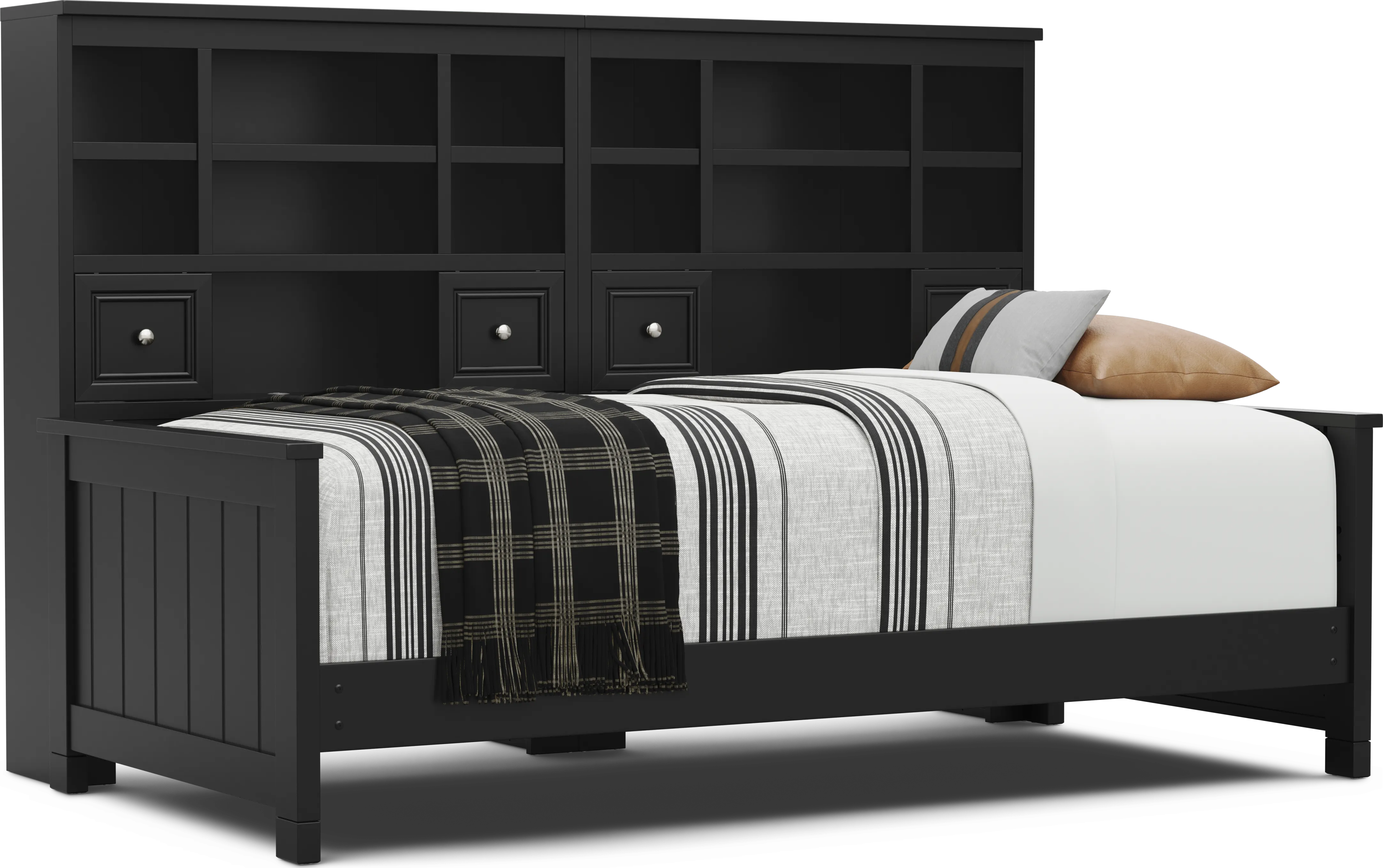 Kids Cottage Colors 2.0 Black Twin XL Bookcase Wall Bed - Thumbnail - Image 1