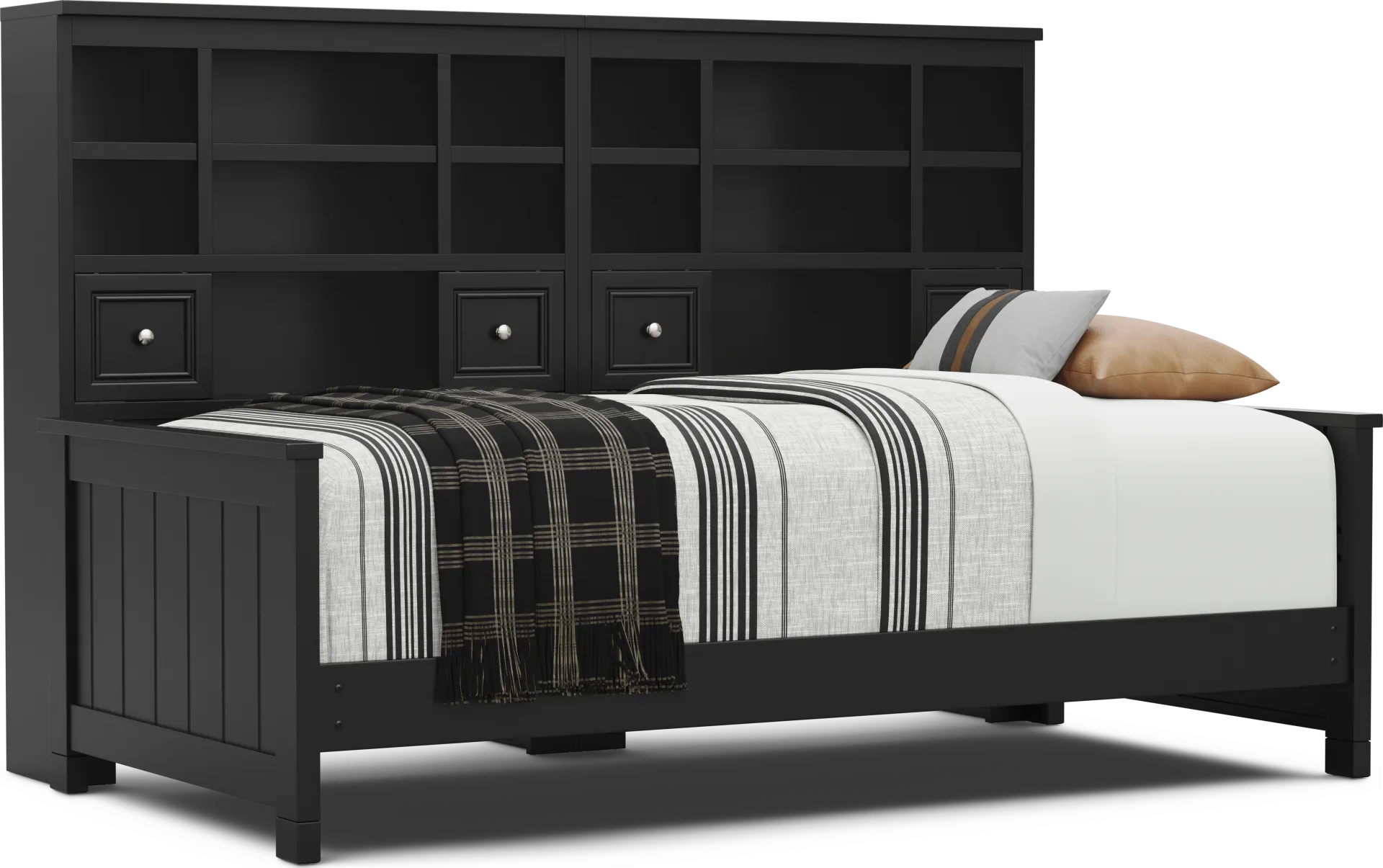 Kids Cottage Colors 2.0 Black Twin XL Bookcase Wall Bed - Image 1