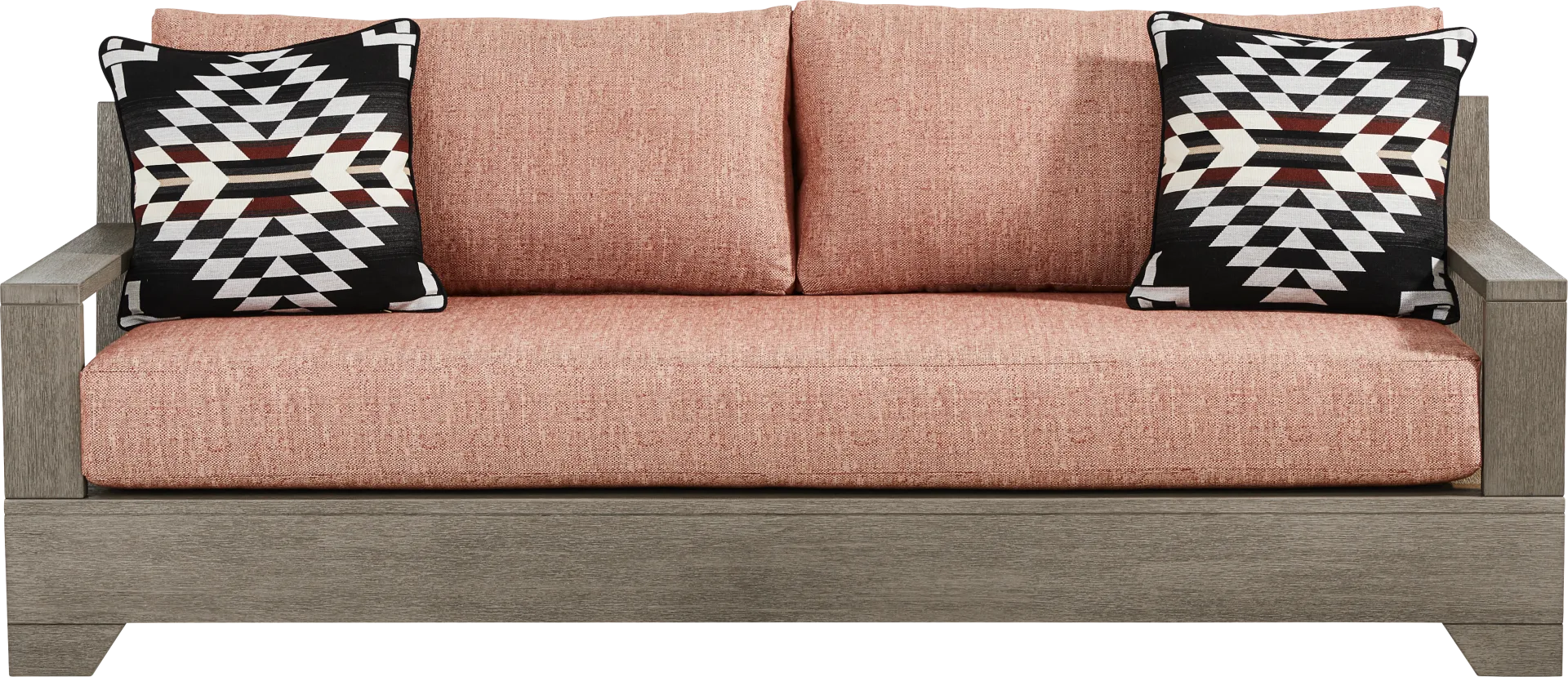 Lake Tahoe Gray Outdoor Sofa with Terracotta Cushions - Image 1