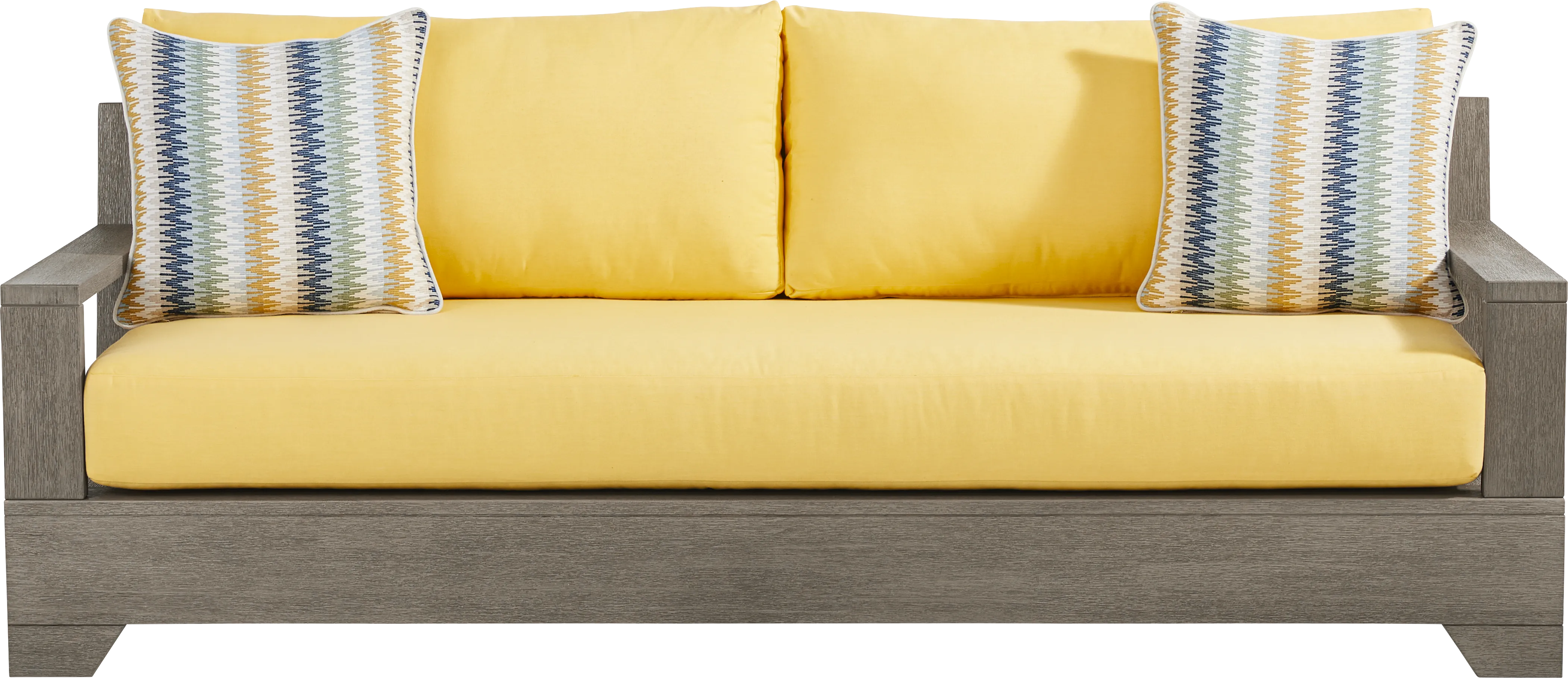 Lake Tahoe Gray Outdoor Sofa with Buttercup Cushions - Thumbnail - Image 1