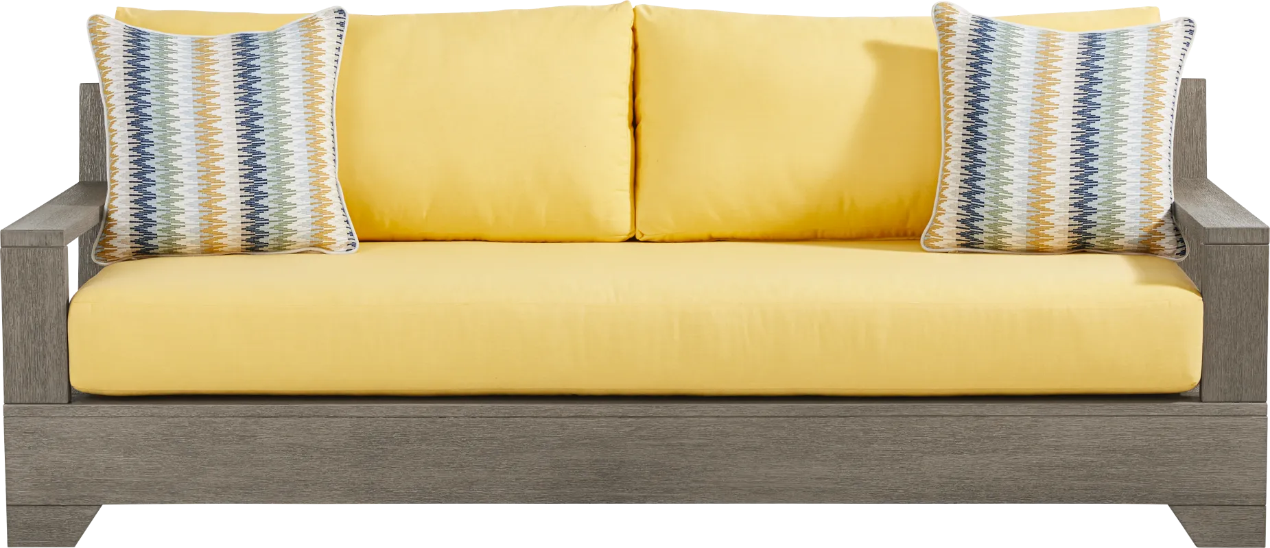 Lake Tahoe Gray Outdoor Sofa with Buttercup Cushions