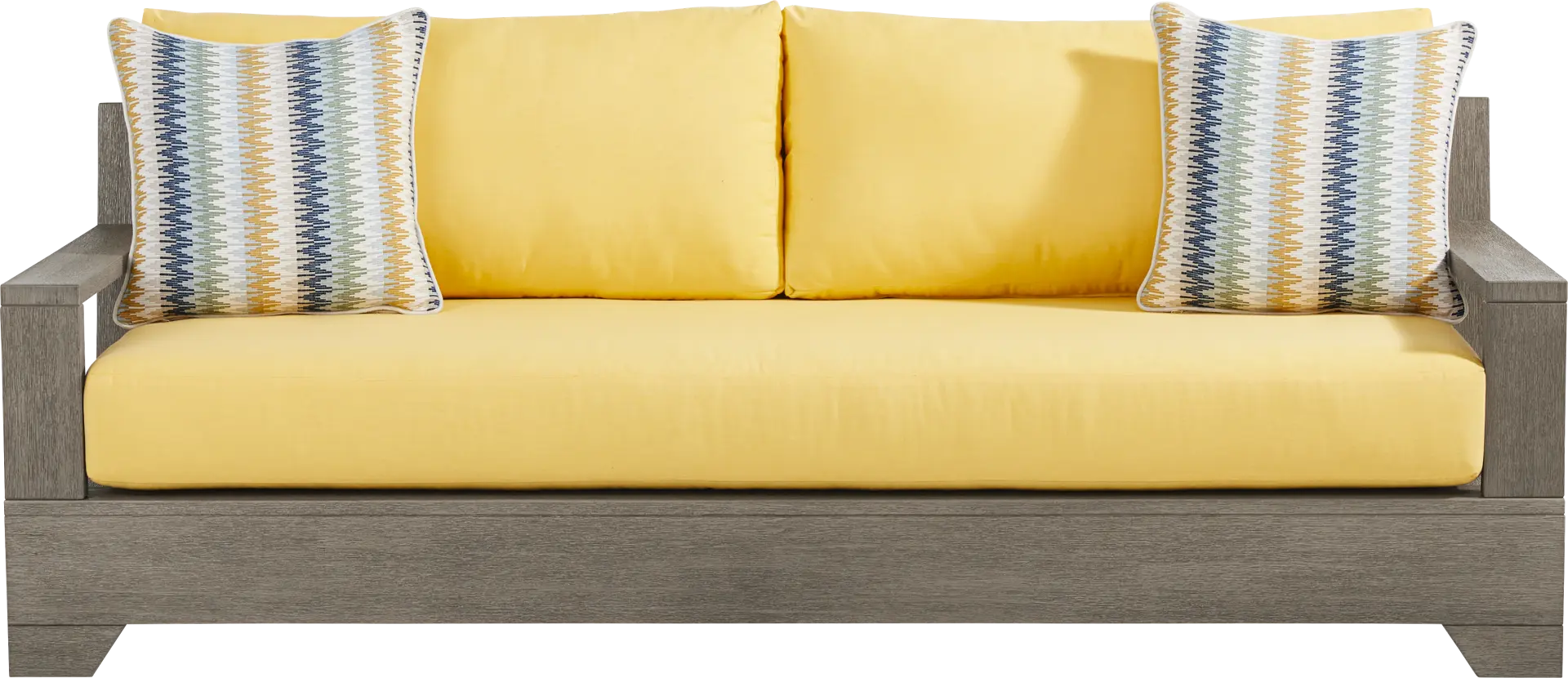 Lake Tahoe Gray Outdoor Sofa with Buttercup Cushions