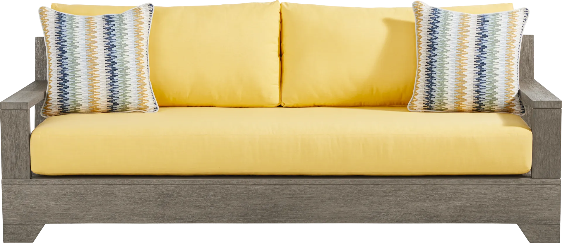 Lake Tahoe Gray Outdoor Sofa with Buttercup Cushions - Image 1