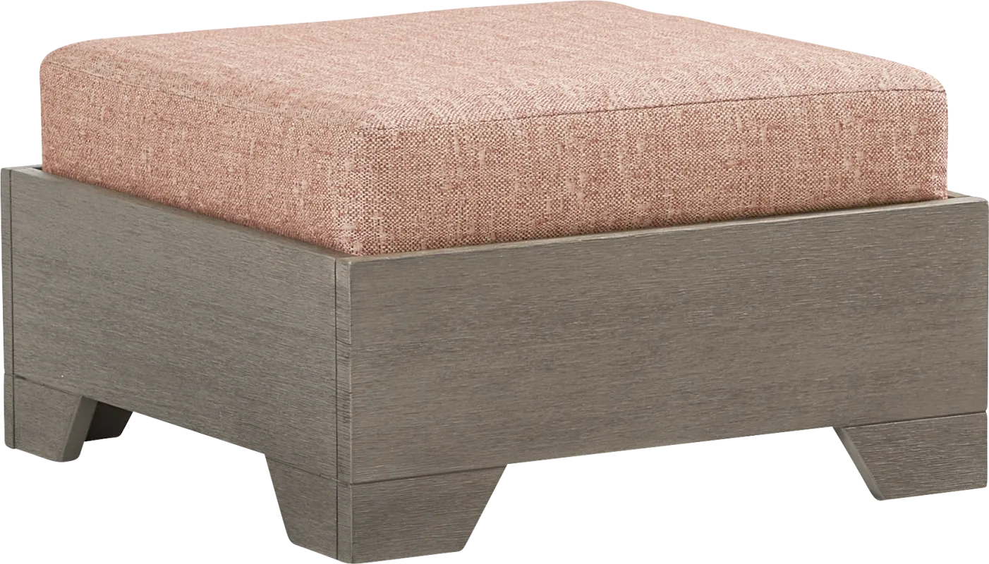 Lake Tahoe Gray Outdoor Ottoman with Terracotta Cushion
