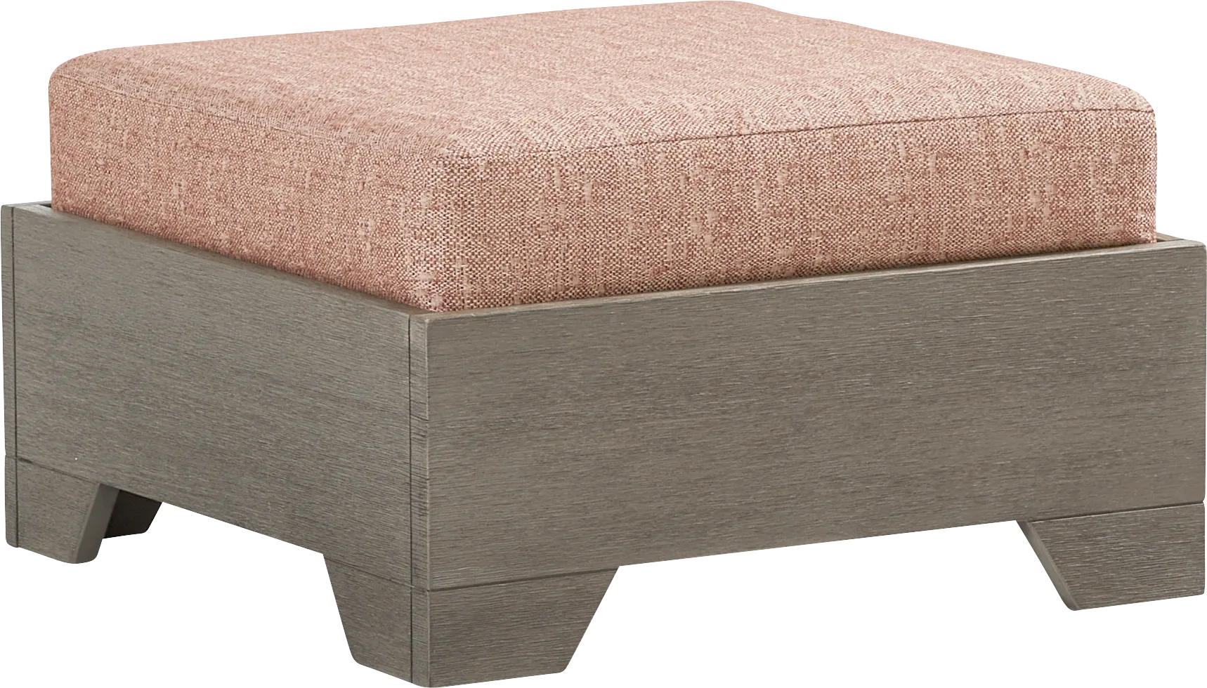 Lake Tahoe Gray Outdoor Ottoman with Terracotta Cushion - Image 1