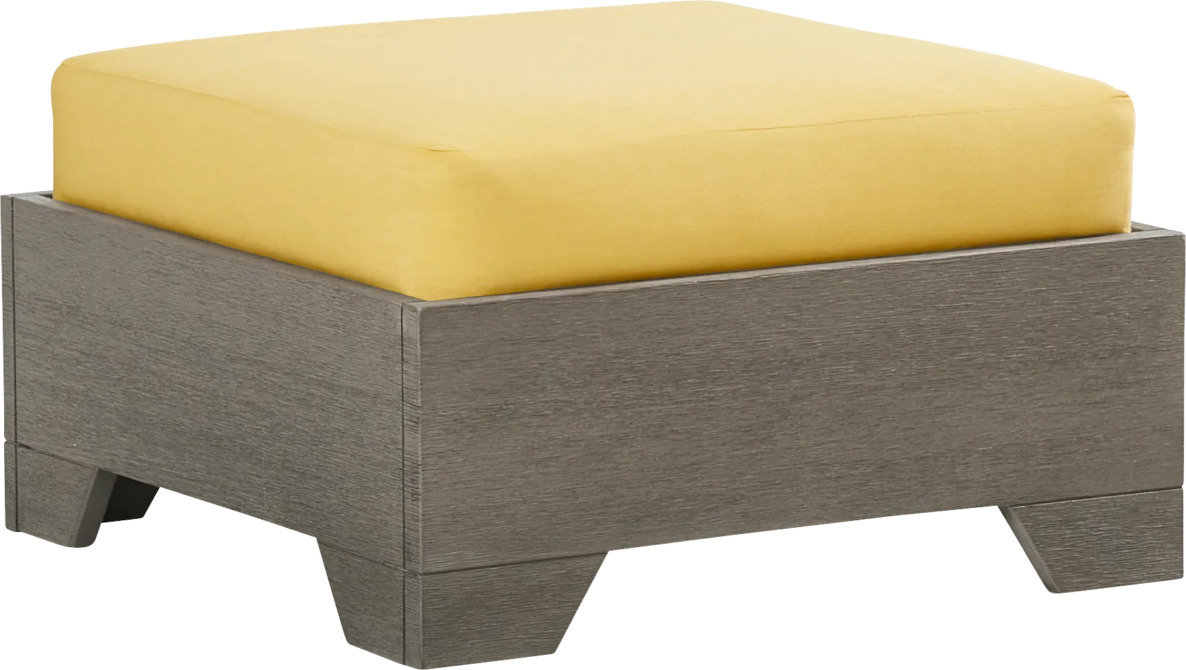 Lake Tahoe Gray Outdoor Ottoman with Buttercup Cushion - Image 1