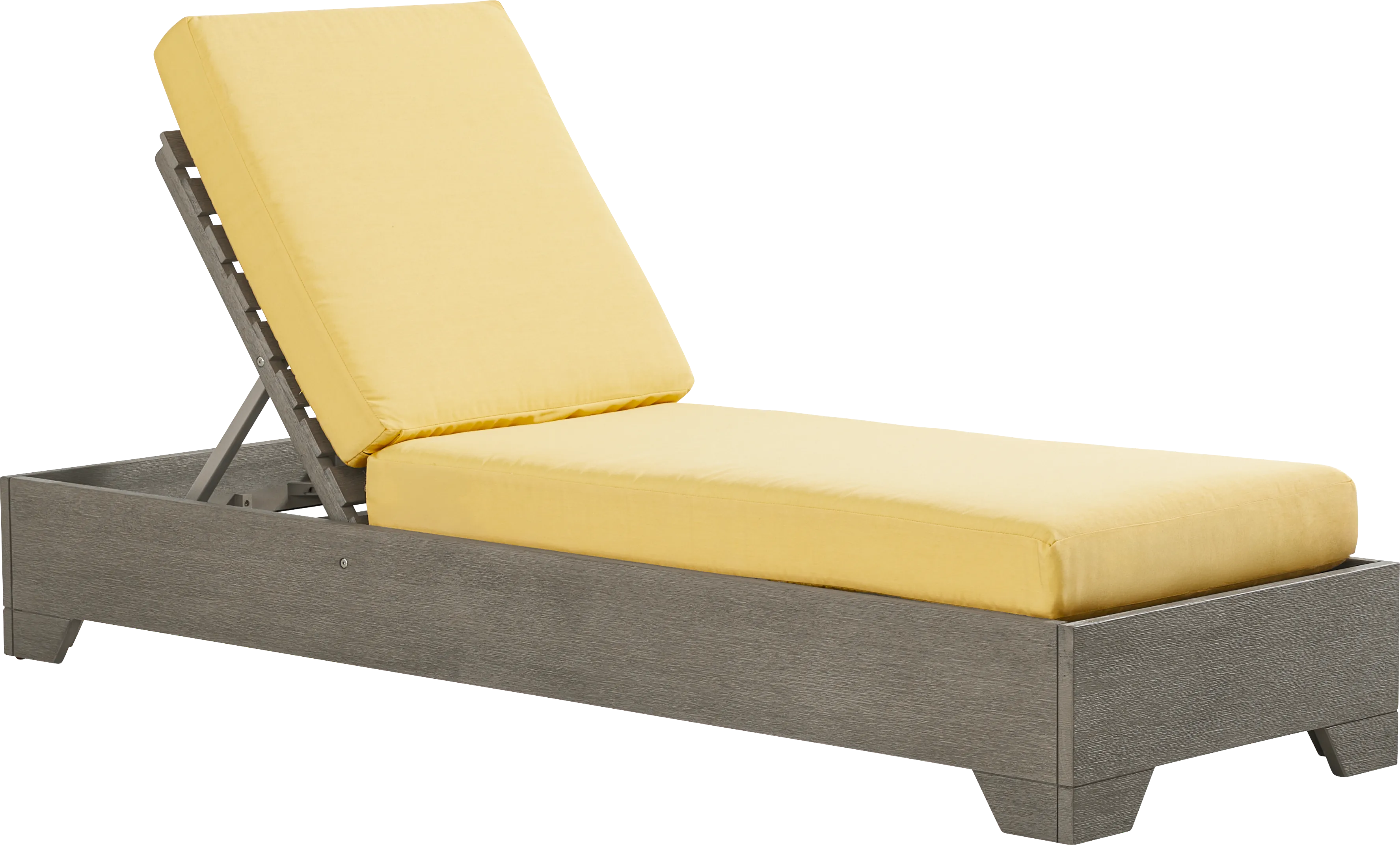Lake Tahoe Gray Outdoor Chaise with Buttercup Cushions - Thumbnail - Image 1