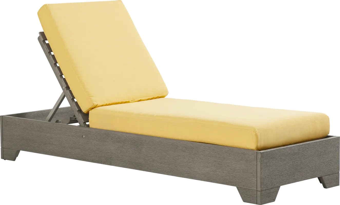 Lake Tahoe Gray Outdoor Chaise with Buttercup Cushions