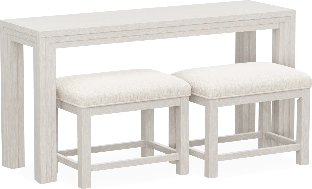 Royal Park Ivory Sofa Table with Stools
