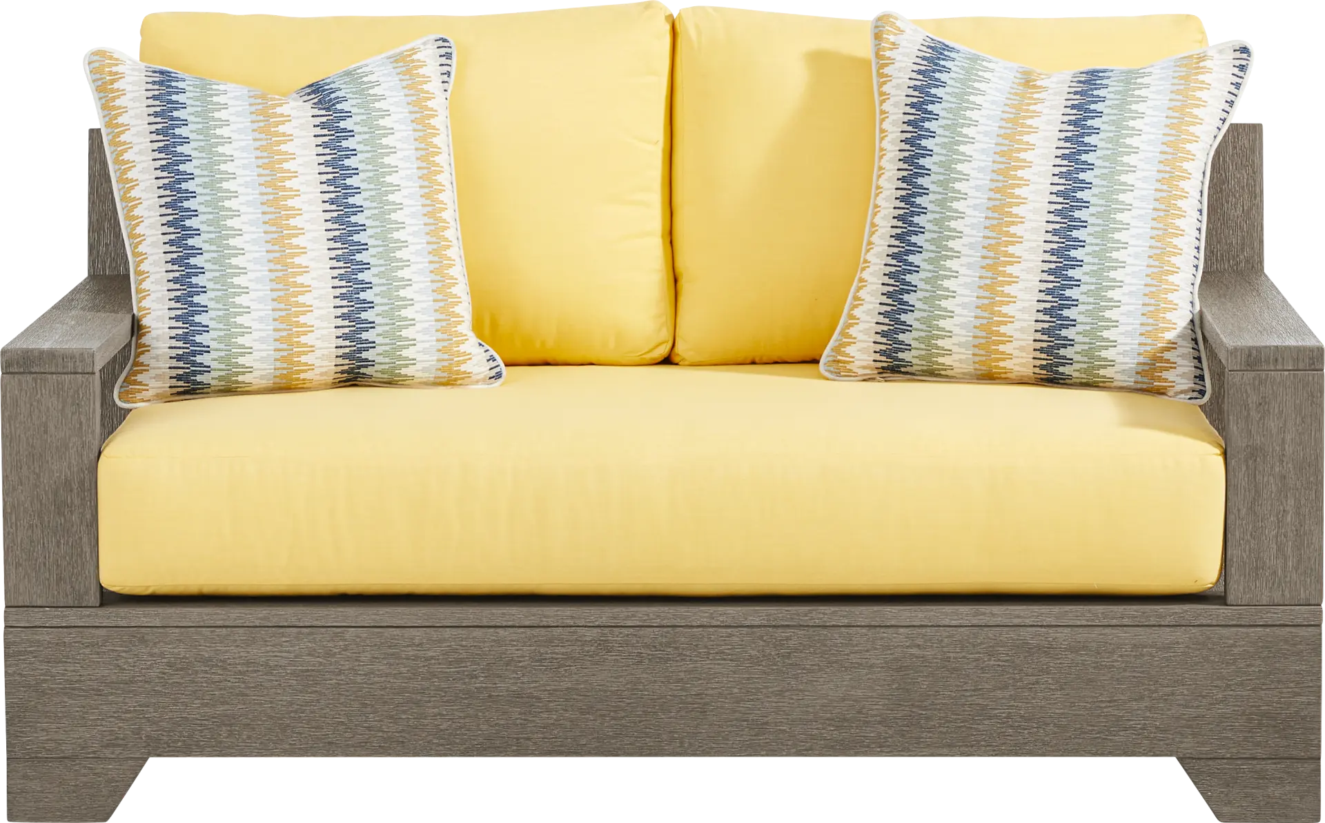 Lake Tahoe Gray Outdoor Loveseat with Buttercup Cushions