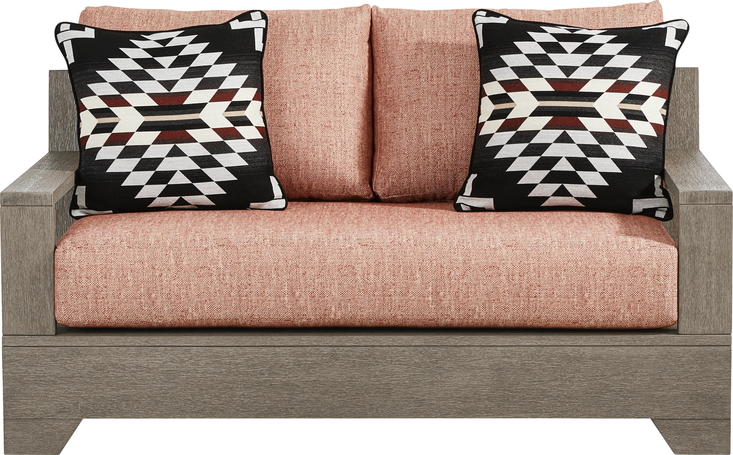 Lake Tahoe Gray Outdoor Loveseat with Terracotta Cushions - Thumbnail - Image 1