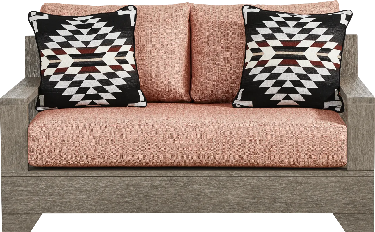 Lake Tahoe Gray Outdoor Loveseat with Terracotta Cushions