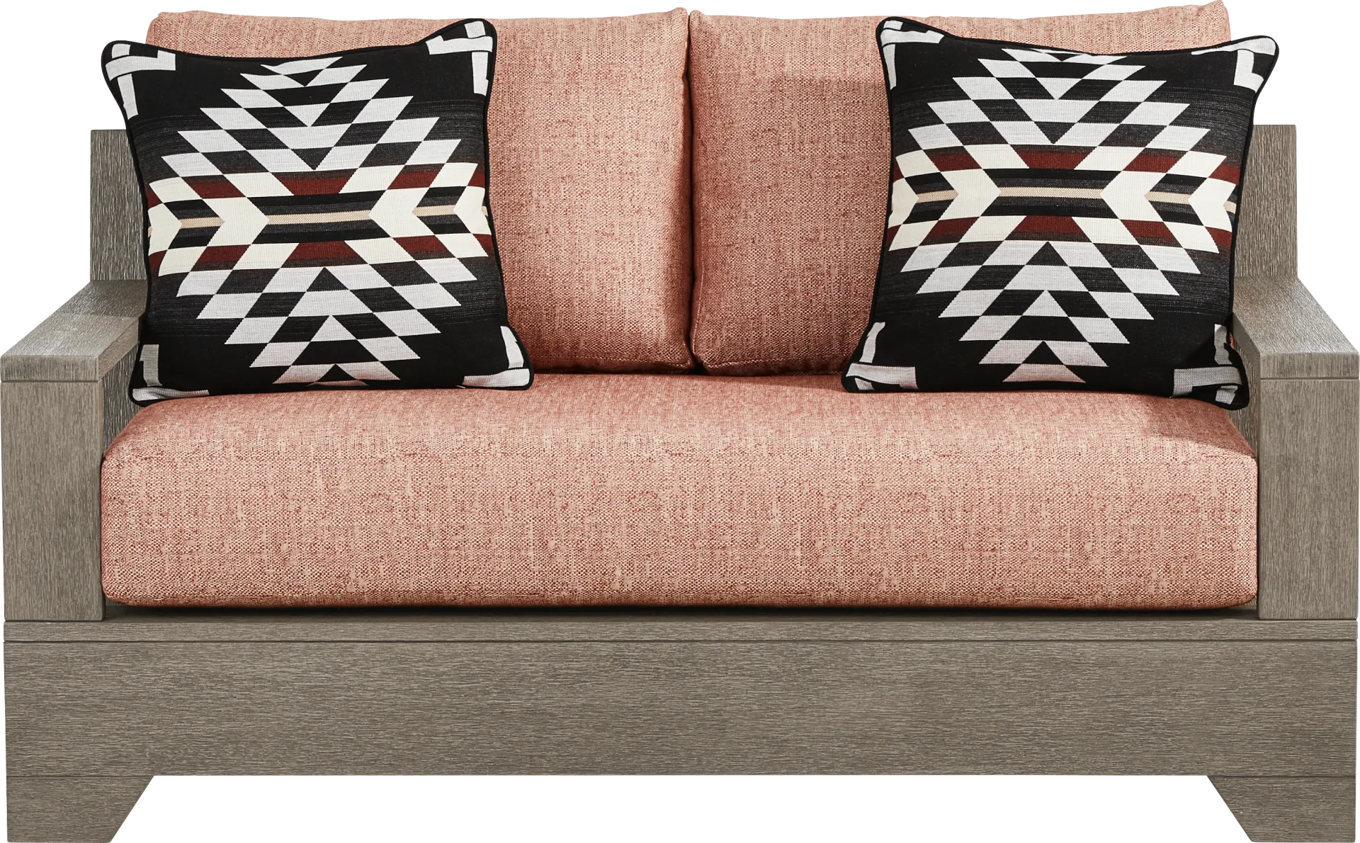 Lake Tahoe Gray Outdoor Loveseat with Terracotta Cushions - Image 1