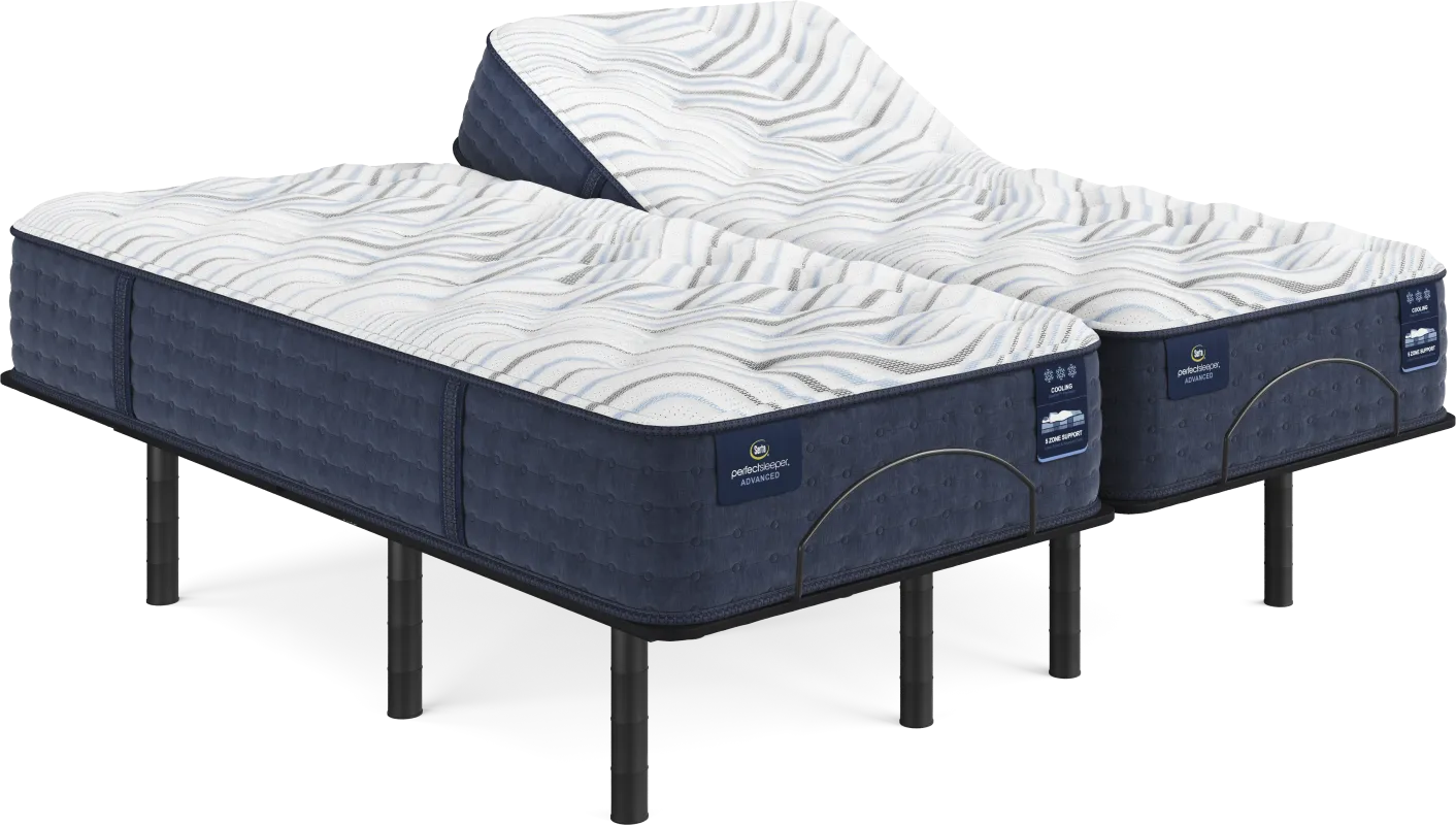 Serta Perfect Sleeper Advanced Medium Split King Mattress Set with Head Up Only Base