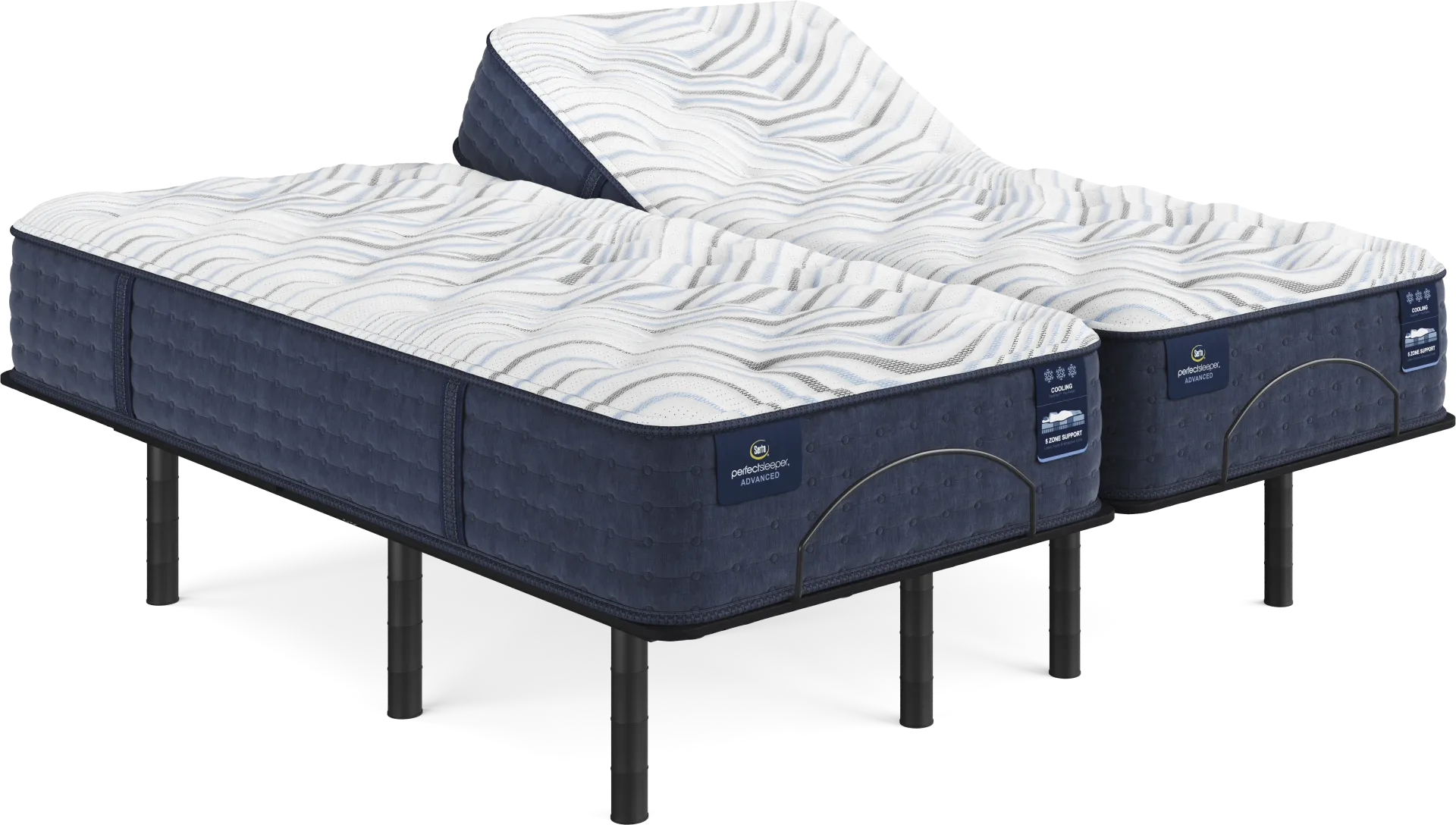 Serta Perfect Sleeper Advanced Medium Split King Mattress Set with Head Up Only Base - Image 1