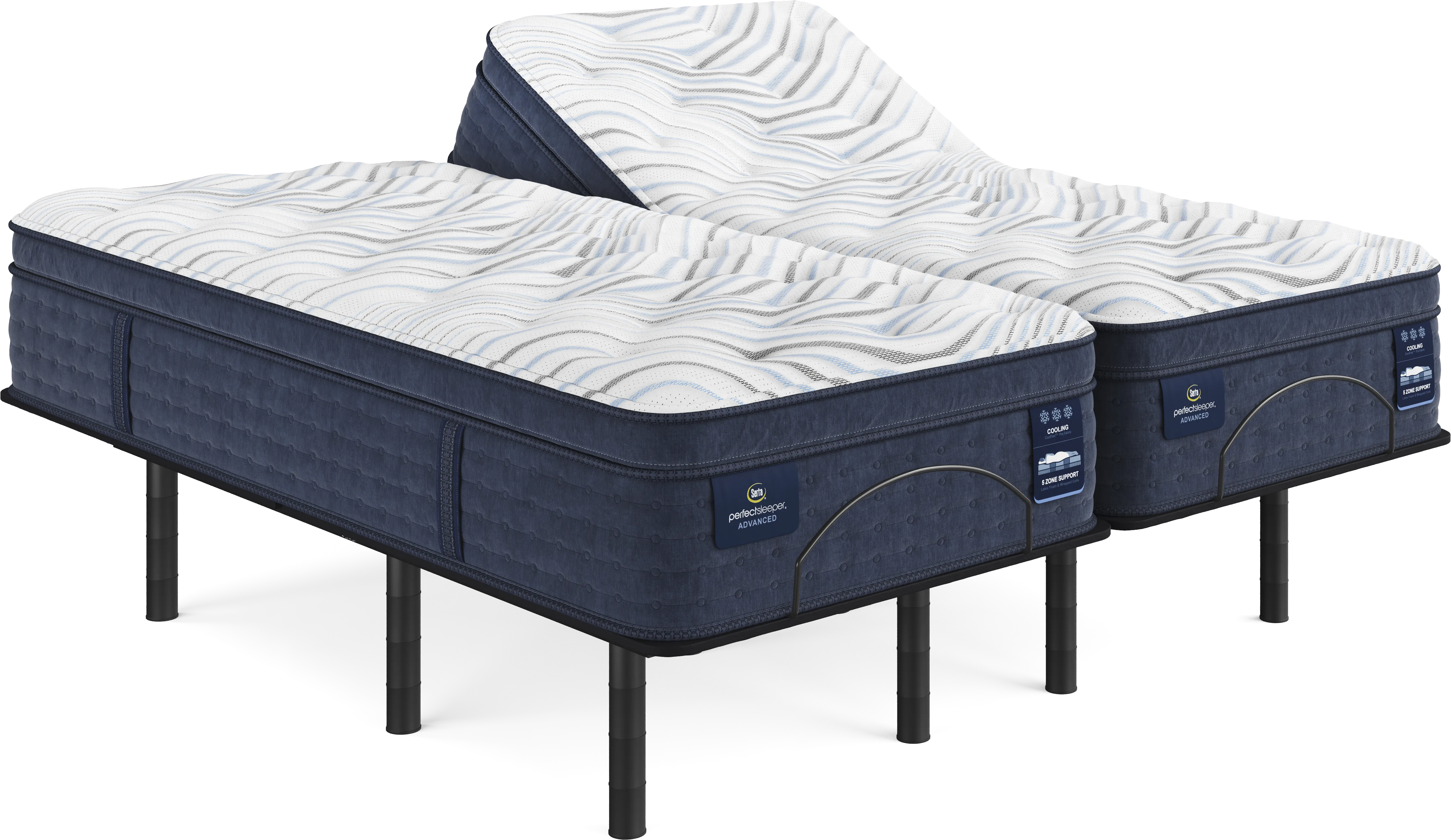 Serta Perfect Sleeper Advanced Plush Pillow Top Split King Mattress Set with Head Up Only Base - Thumbnail - Image 1
