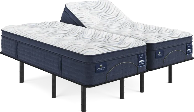 Serta Perfect Sleeper Advanced Plush Pillow Top Split King Mattress Set with Head Up Only Base