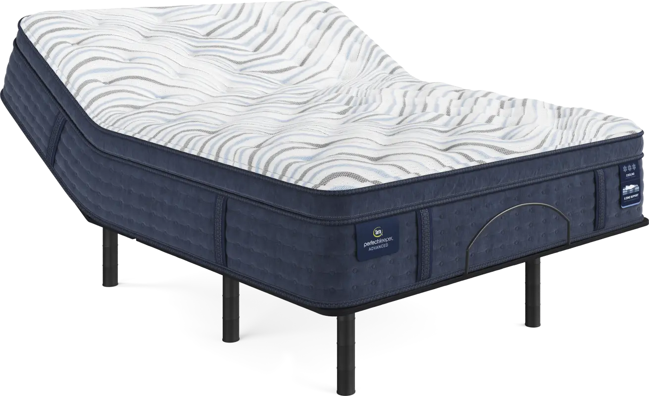 Serta Perfect Sleeper Advanced Plush Pillow Top Queen Mattress Set with Head Up Only Base