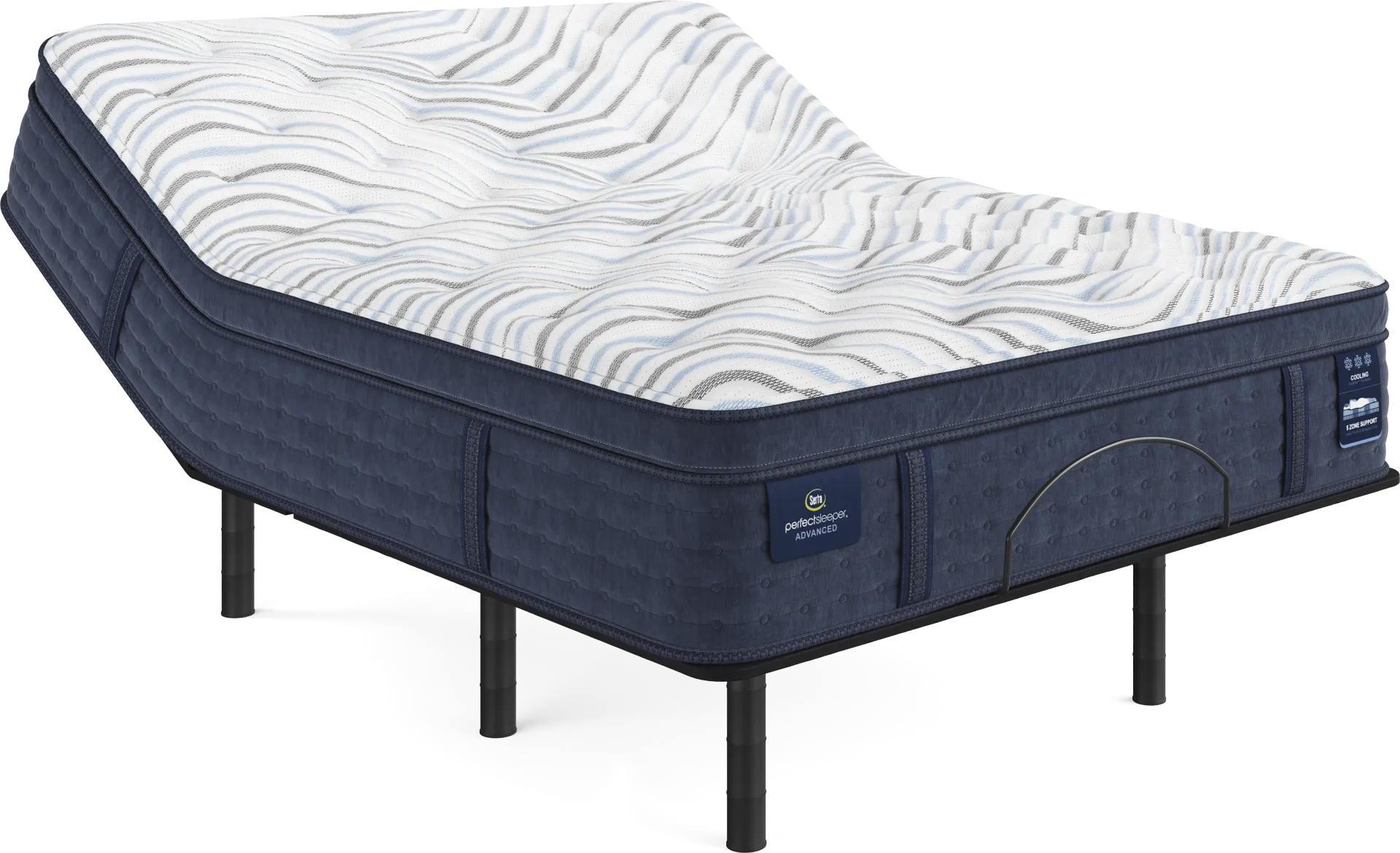 Serta Perfect Sleeper Advanced Plush Pillow Top Queen Mattress Set with Head Up Only Base - Image 1