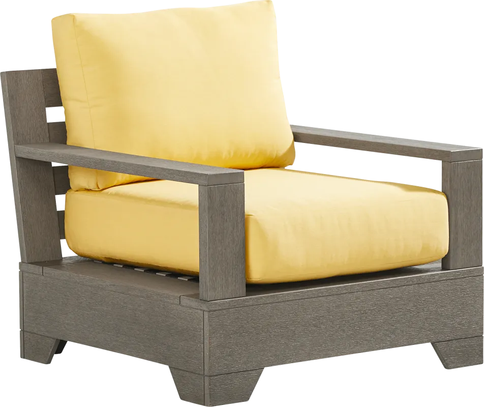 Lake Tahoe Gray Outdoor Club Chair with Buttercup Cushions