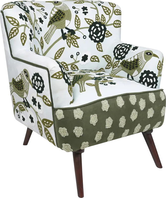 Tansya White/Green Accent Chair