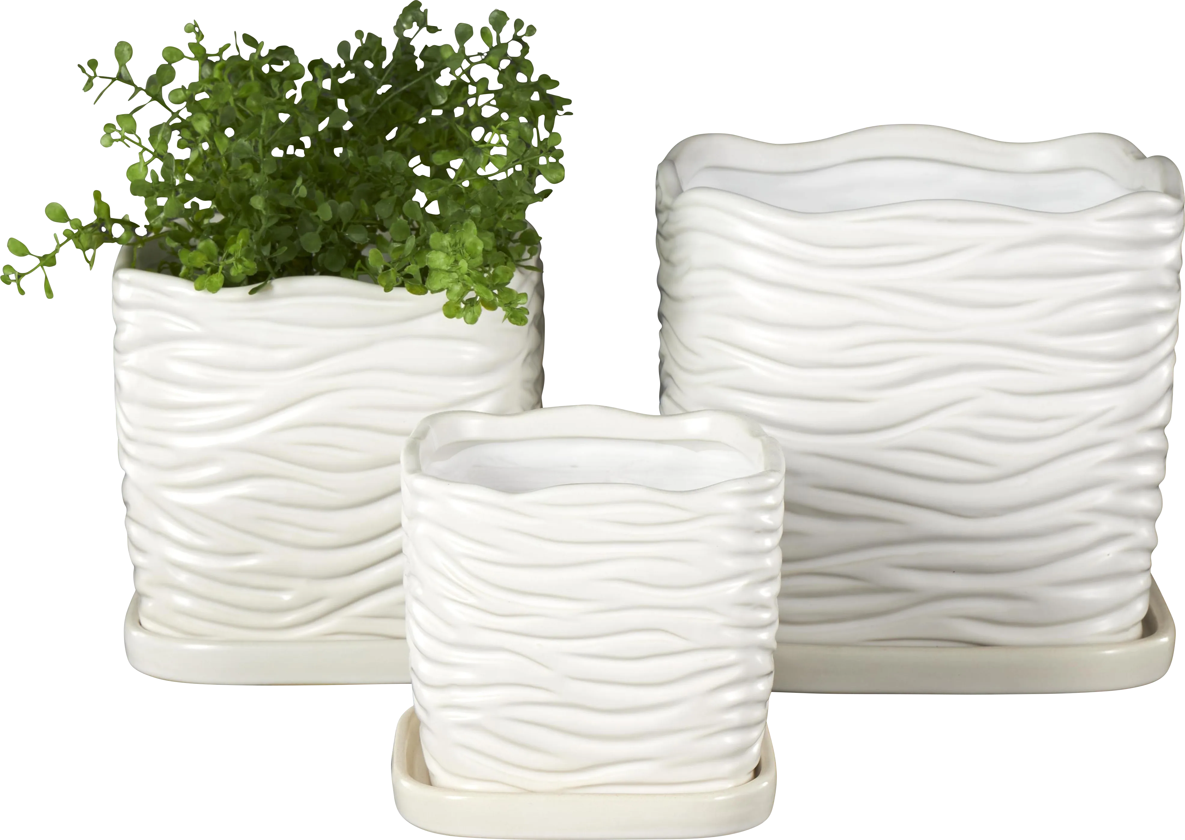 Deluge White Planter, Set of 3 - Thumbnail - Image 1