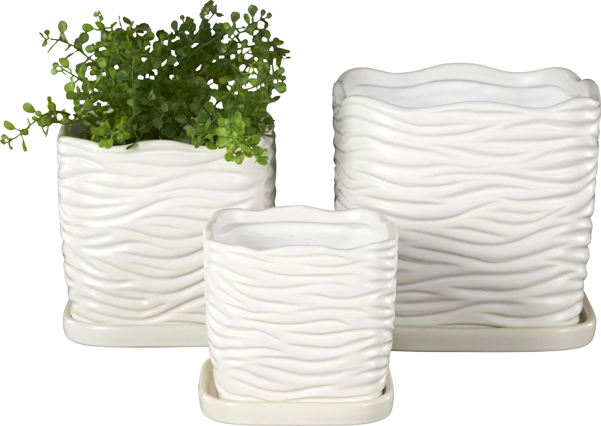 Deluge White Planter, Set of 3 - Image 1