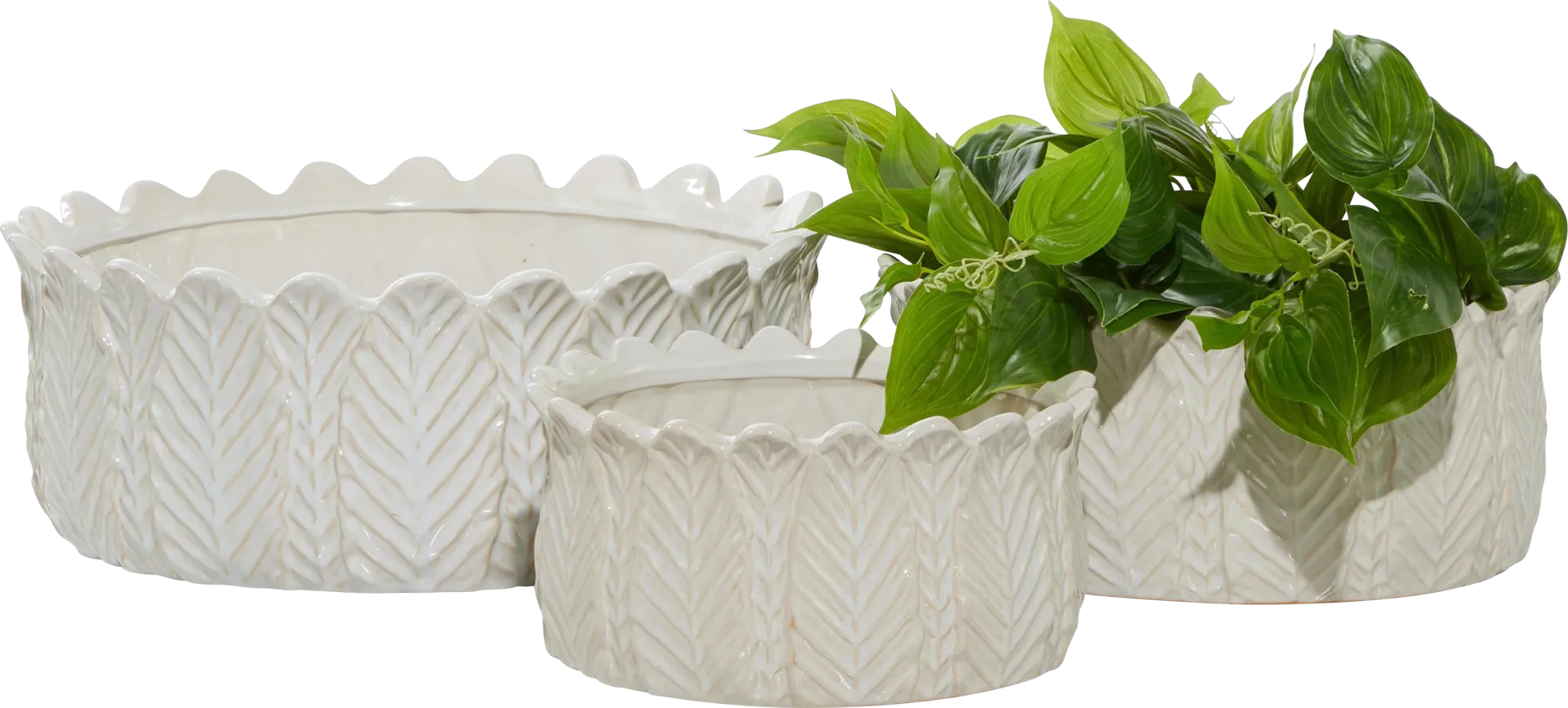 Lionstones White Planter, Set of 3 - Image 1