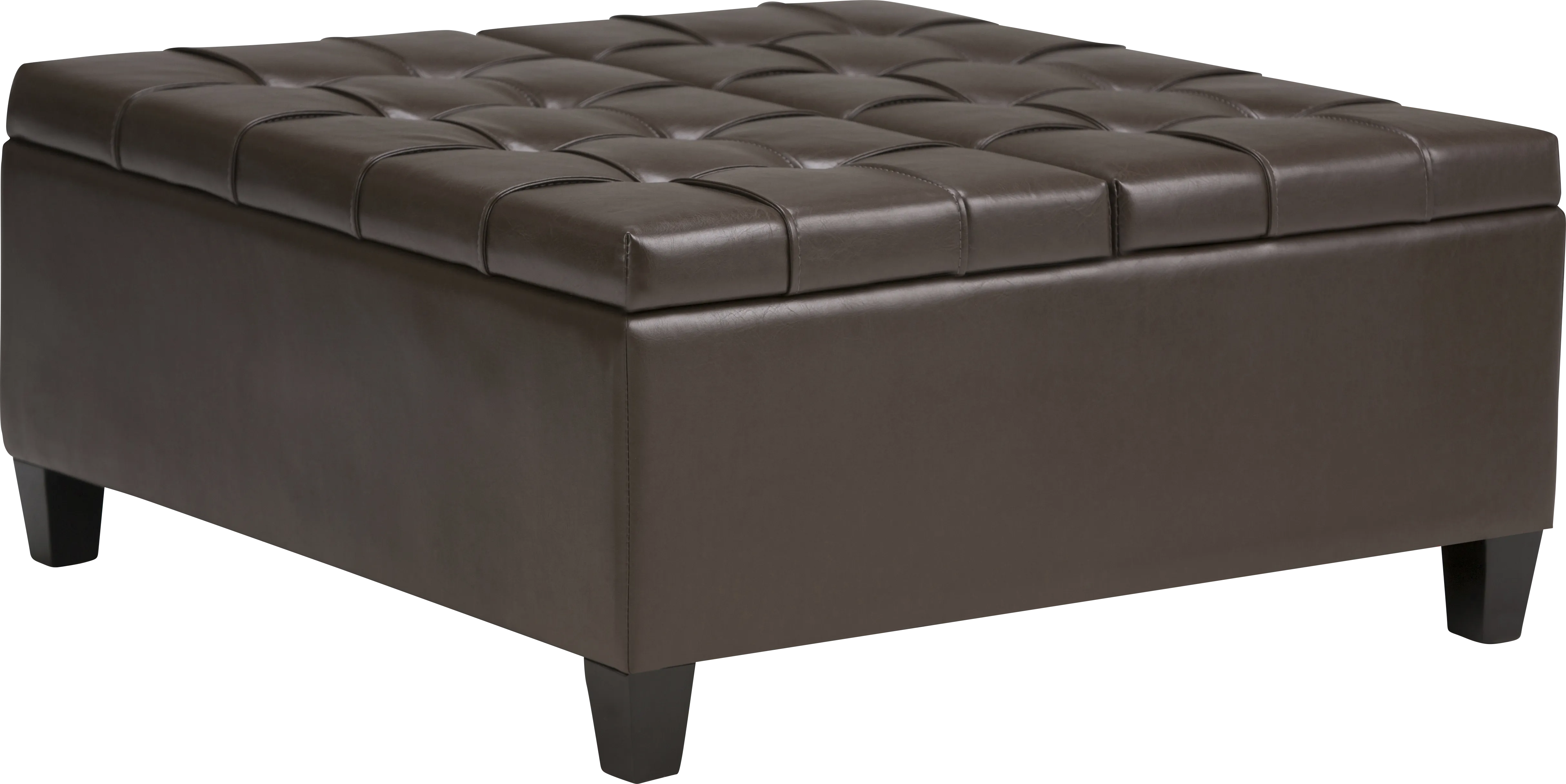 Blevins Dark Brown Storage Ottoman - Thumbnail - Image 1