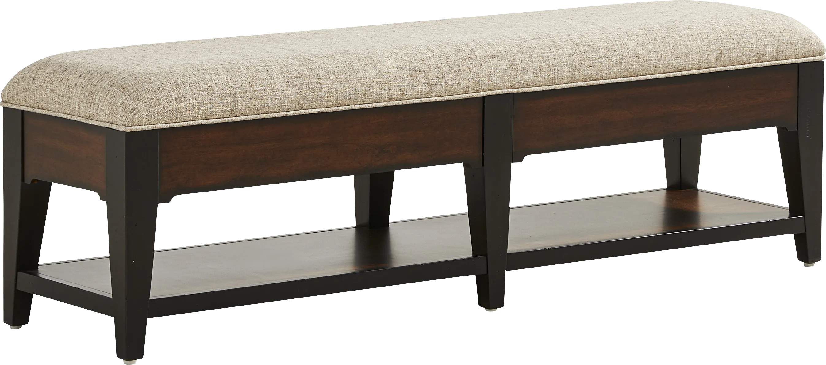 Northbrook Brown Cherry Upholstered Storage Bench - Thumbnail - Image 1