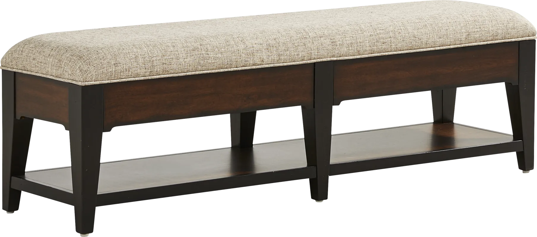 Northbrook Brown Cherry Upholstered Storage Bench