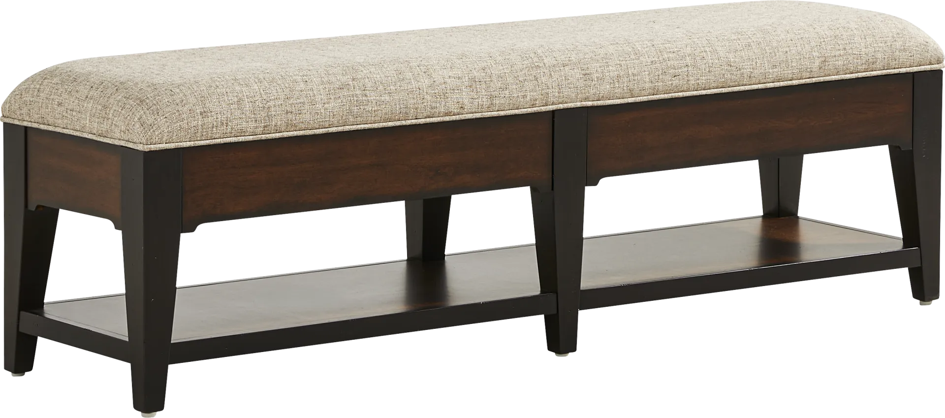 Northbrook Brown Cherry Upholstered Storage Bench - Image 1