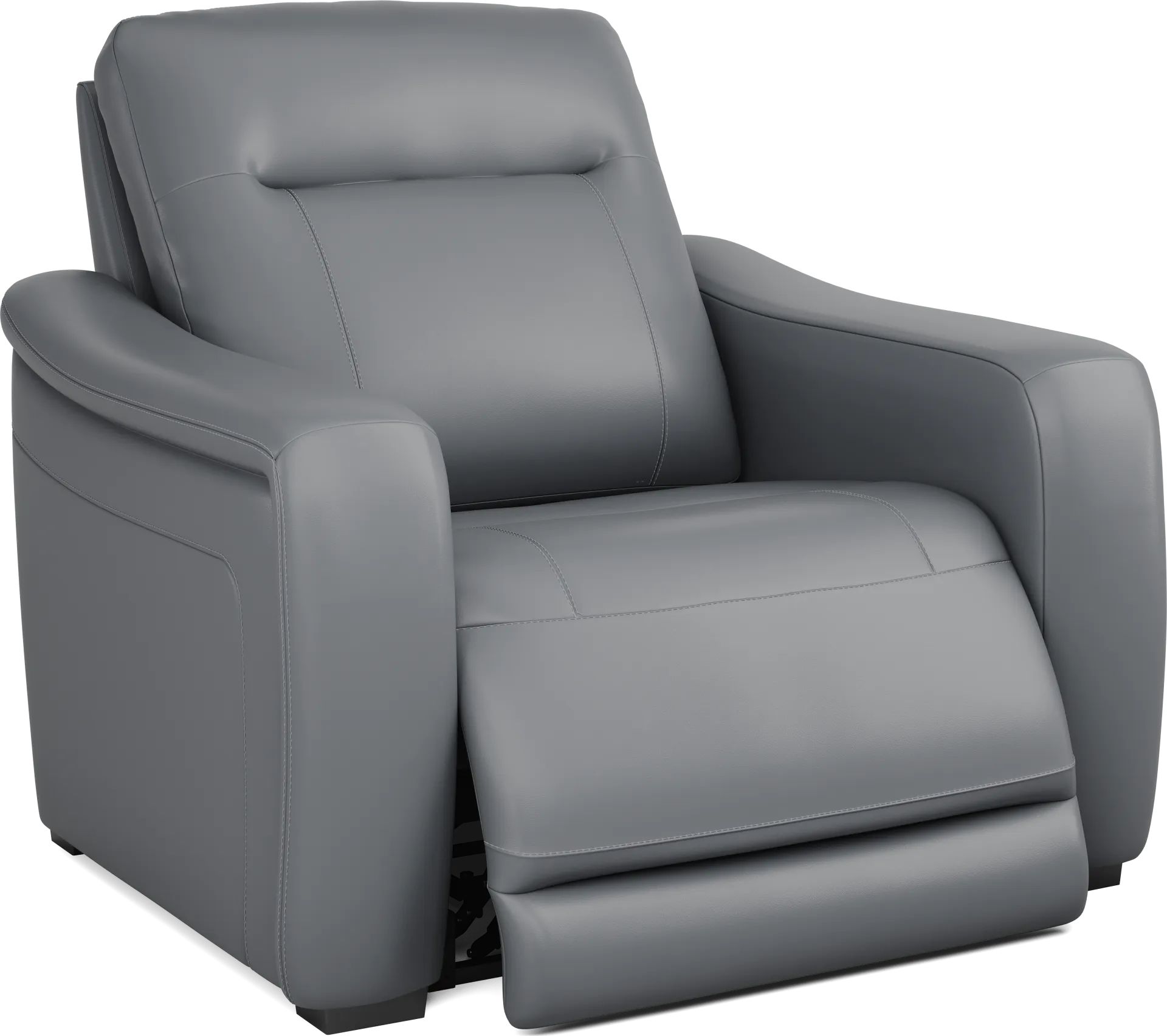 Newport Blue Leather Dual Power Recliner - Image 1